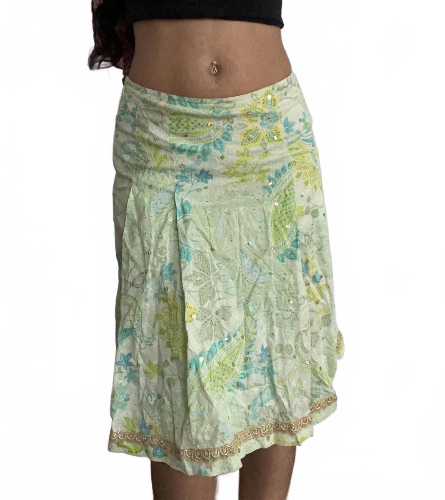 Express Women’s green cotton colorful skirt Size 26" / US 2 / IT 38 - 6 Thumbnail