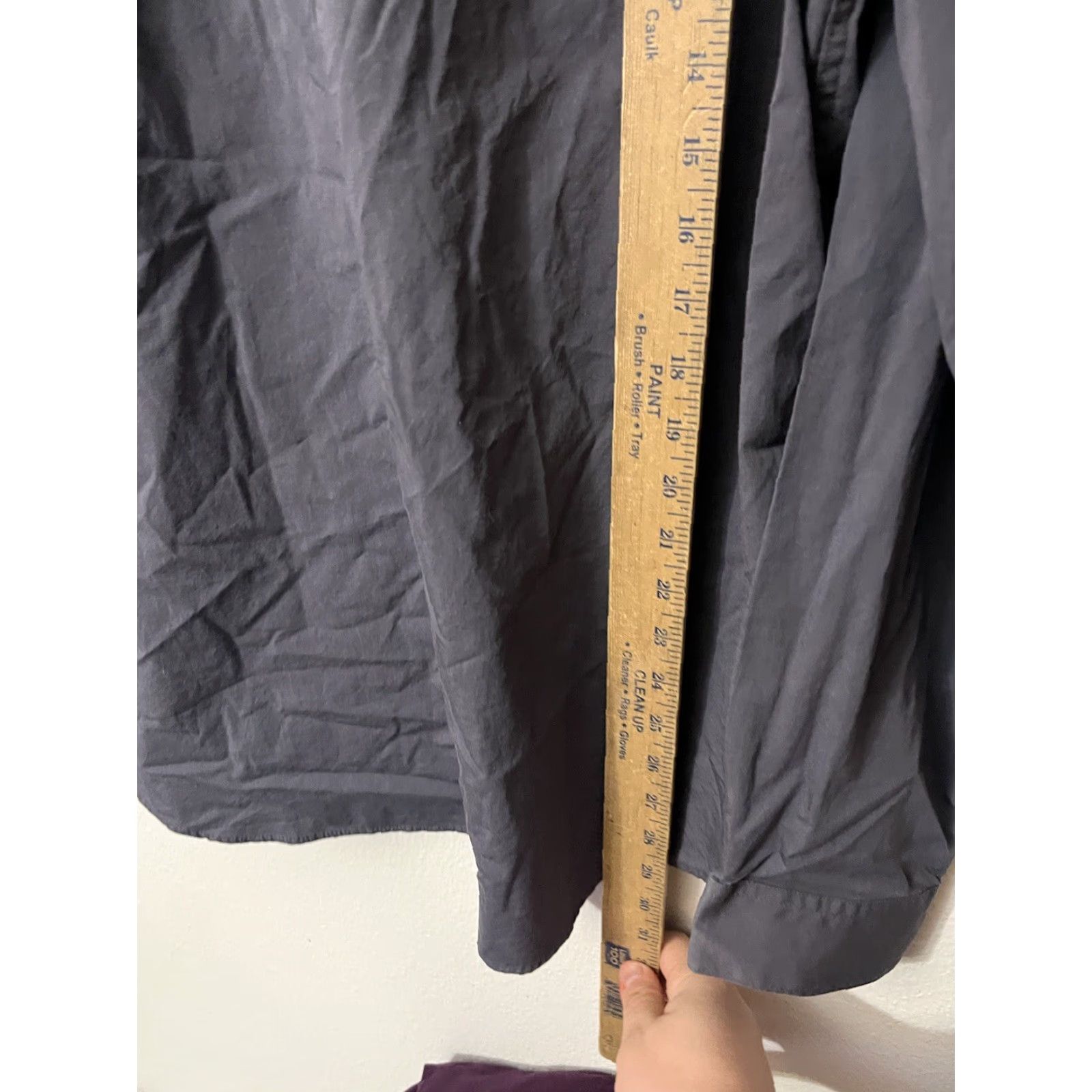 Calvin Klein Calvin Klein Men's Dress Shirt XL Liquid Cotton Gray Solid Long Sleeve Button-Down Regular Fit Size 46R - 4 Thumbnail