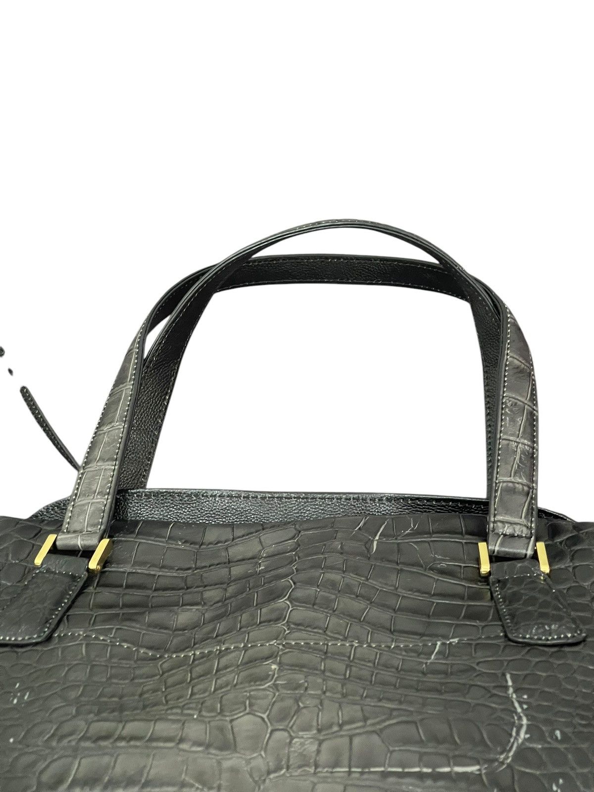 Genuine Leather Crocodile Embossed Patina Leather Jewels Hand Bag 1🟩4 Size ONE SIZE - 17 Thumbnail