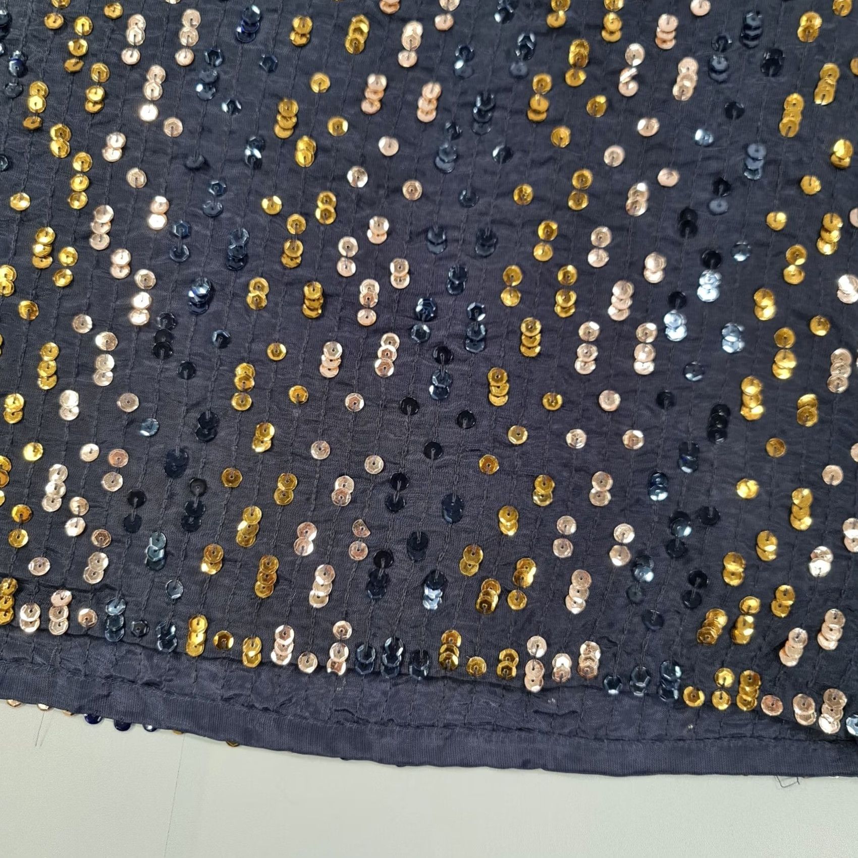 Vintage Velvet by Graham & Spencer Blouse Navy Blue XS V-Neck Sequin Short Sleeve Women's XS Blouse Velvet Sequin V-Neck Top Size XS / US 0-2 / IT 36-38 - 4 Thumbnail