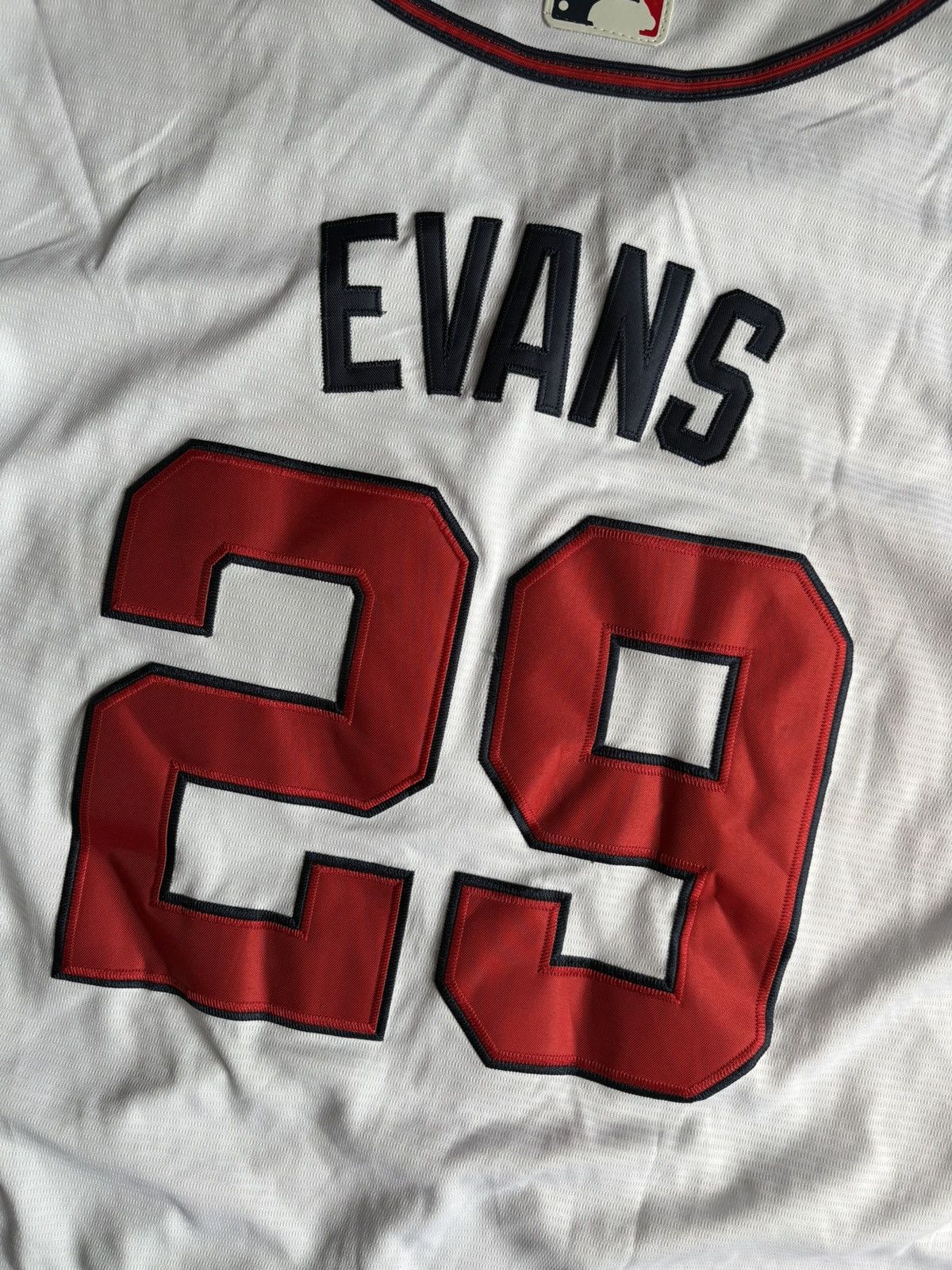 Nike Atlanta Braves Nike MLB Jersey Evans #29 White Home Button Size US L / EU 52-54 / 3 - 6 Thumbnail
