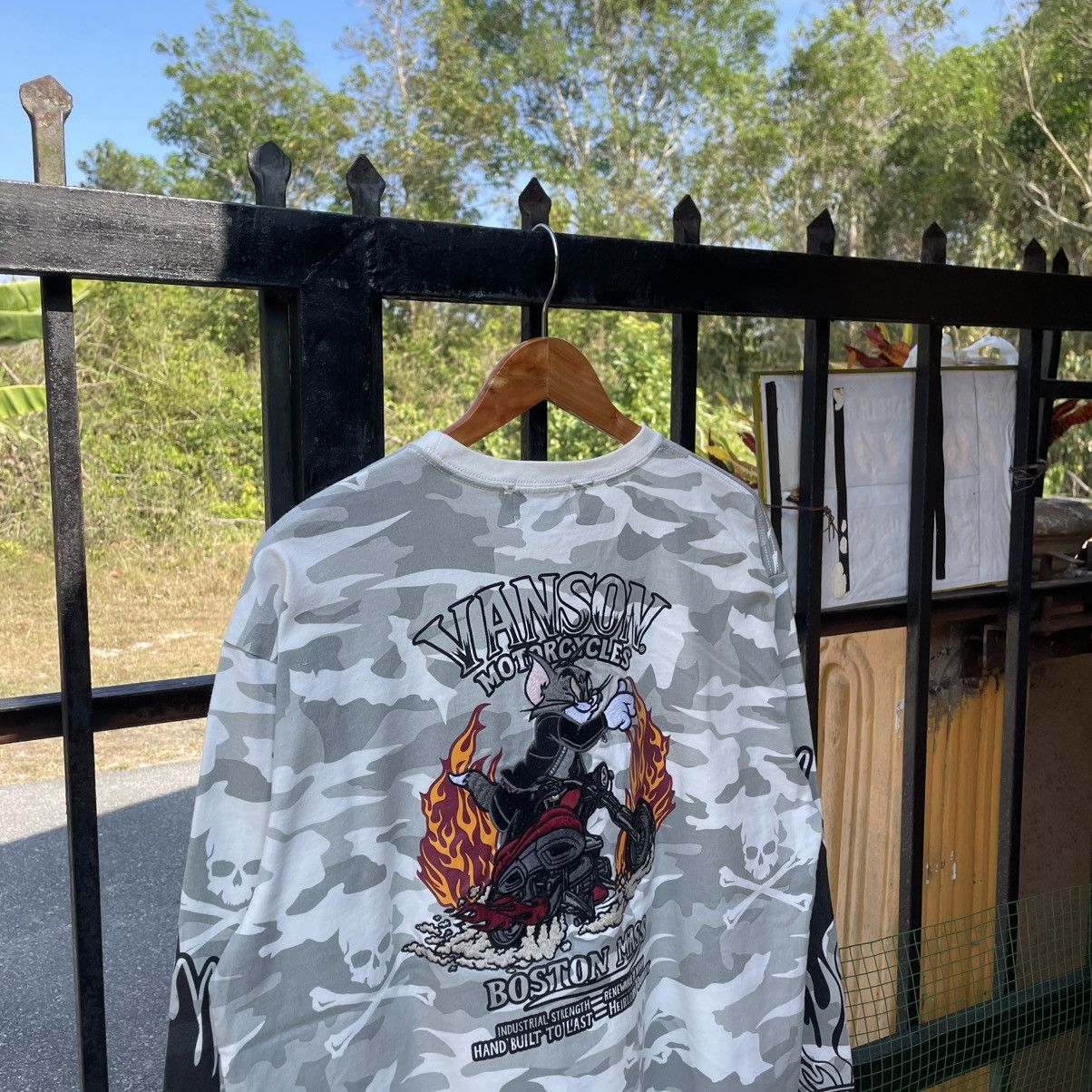 Vanson Leathers 🔥Vanson Leathers Embroidered Tom And Jerry Logo Camo Tee Size US XL / EU 56 / 4 - 2 Thumbnail