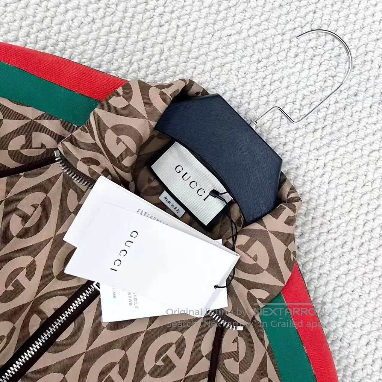 Gucci Gucci Diamond Print Zip Jacket with Red Green Stripes. Size US M / EU 48-50 / 2 - 3 Thumbnail