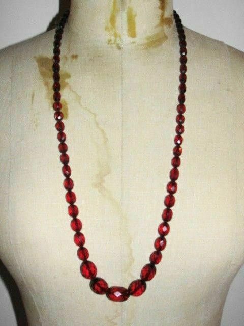 Designer Victorian Cherry Amber Faceted Bead Necklace Size ONE SIZE - 1 Thumbnail