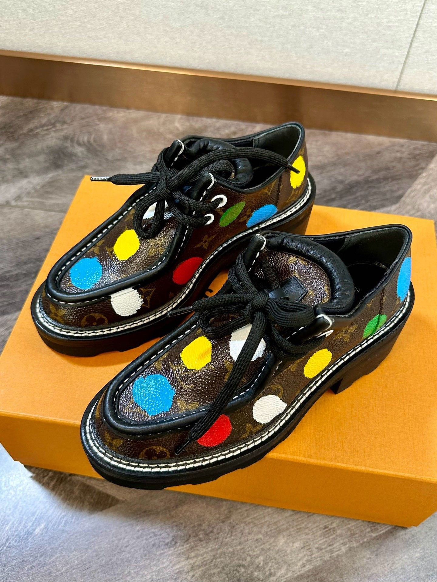 Louis Vuitton LV Kusama Polka Dot Platform Loafers Size US 5 / IT 35 - 1 Thumbnail