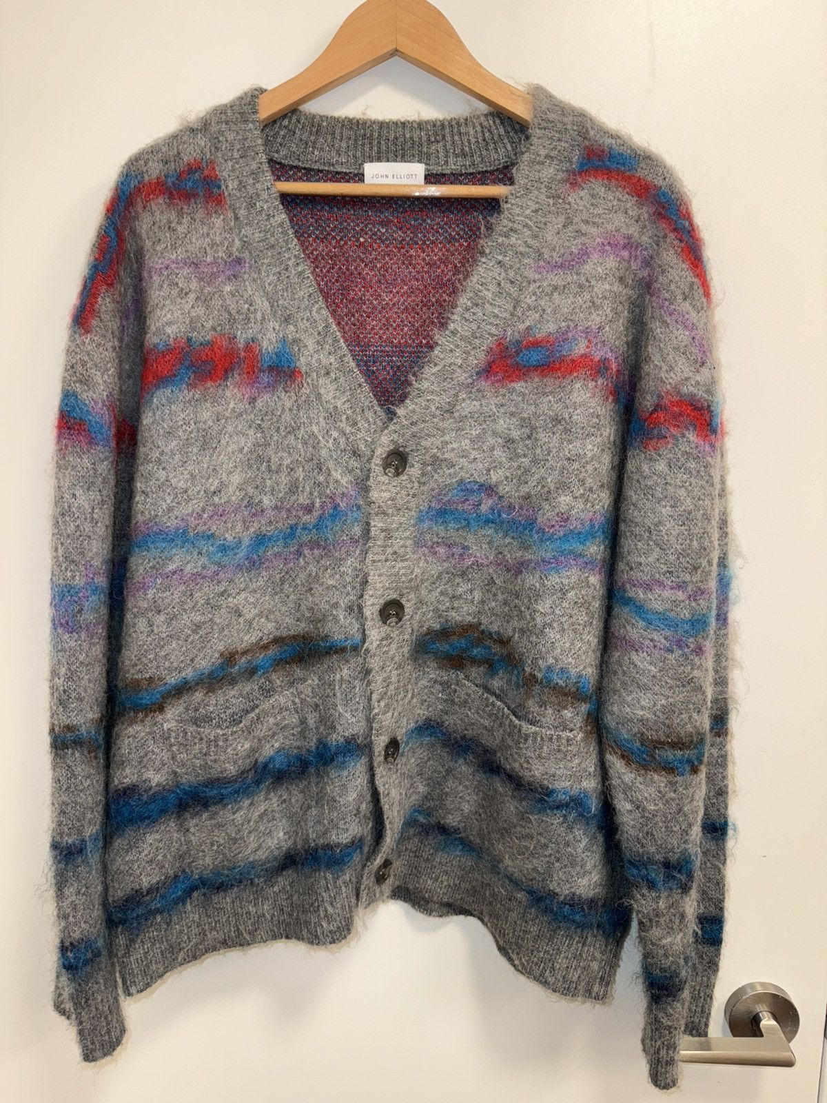 John Elliott Mohair Jacquard Cardigan