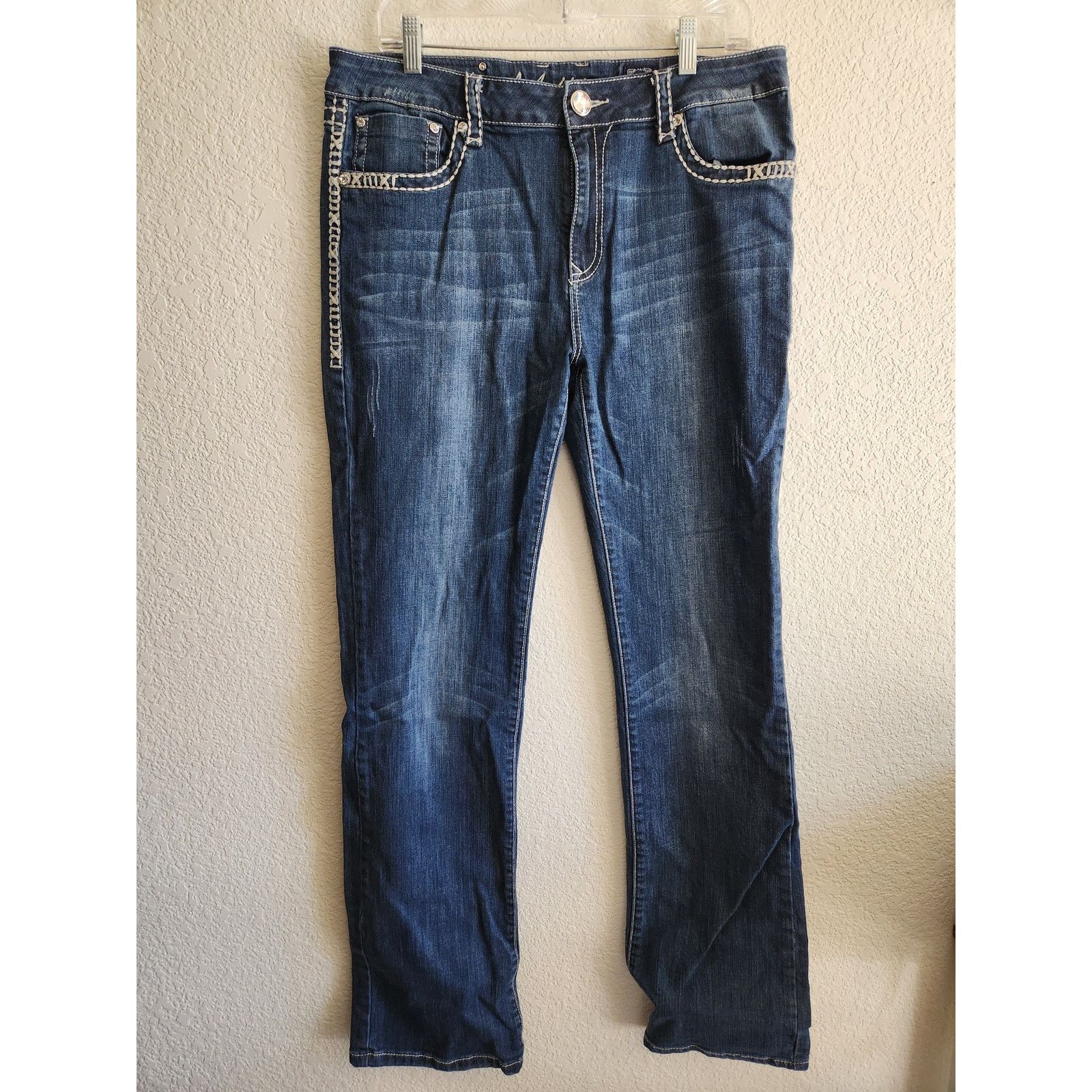 Other L.A Idol Women's Blinged Out Boot Cut Denim Jeans 15 W37 L34 Size 37" - 1 Thumbnail