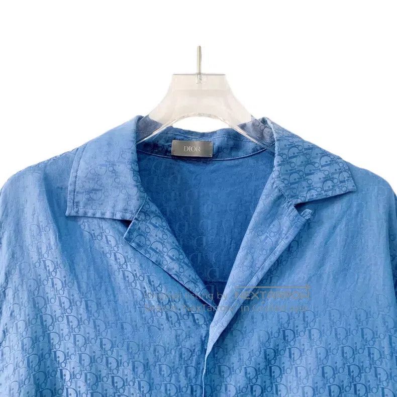 Dior Dior Sky blue logo jacquart full print mulberry silk lapel Size US XXS / EU 40 - 3 Thumbnail
