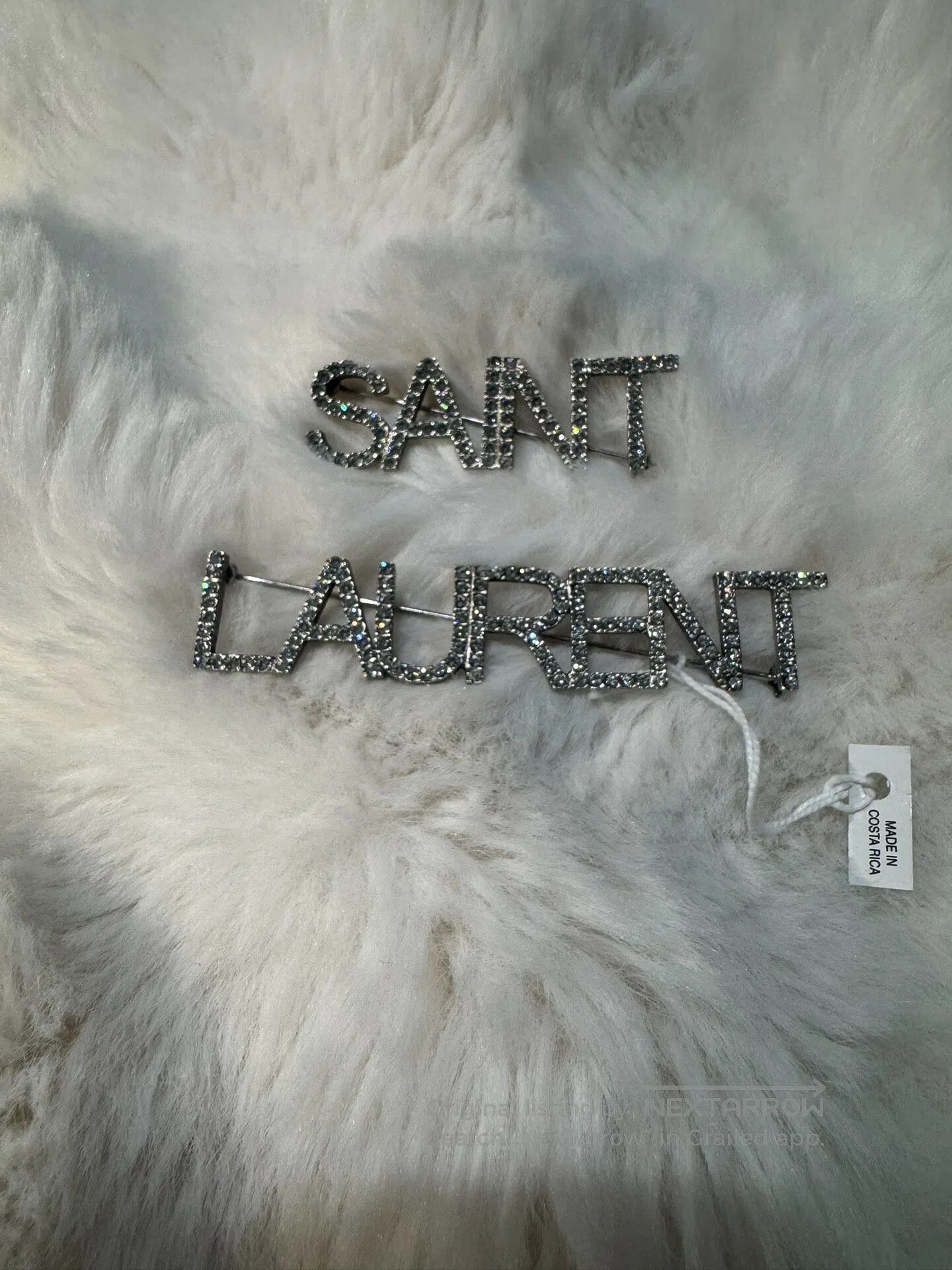 Saint Laurent Paris Saint Laurent Paris Crystal Logo Double Brooch| Size ONE SIZE - 6 Thumbnail