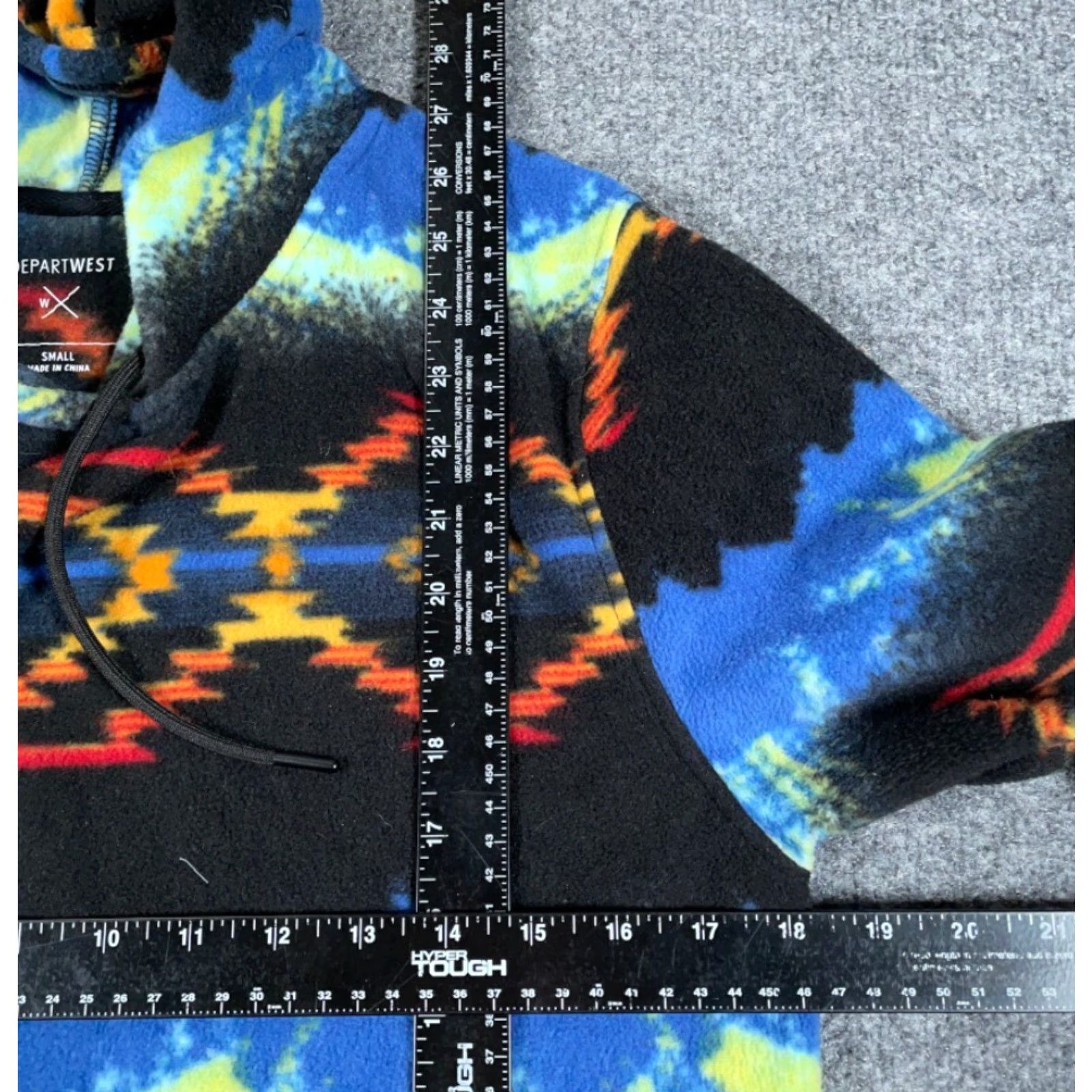 Vintage Departwest Hoodie Adult Small Black Orange Fleece Geometric Aztec Pattern Retro Size US S / EU 44-46 / 1 - 4 Thumbnail