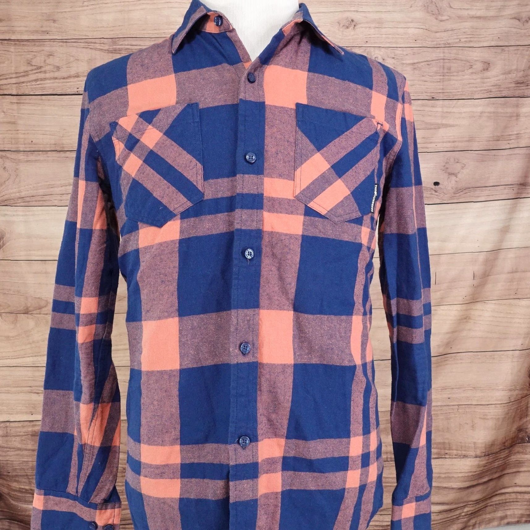 The Hundreds VINTAGE The Hundreds Shirt Mens Medium Blue Orange Plaid Flannel Button-Up Casual Streetwear Urban 90s Men Size US M / EU 48-50 / 2 - 4 Thumbnail