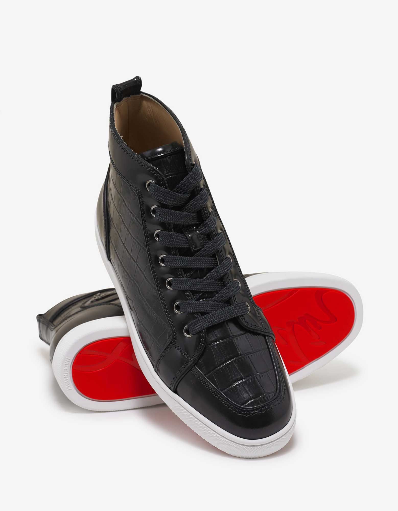 Christian Louboutin Rantus Flat Croc Embossed High Top Trainers Size US 9.5 / EU 42-43 - 6 Thumbnail