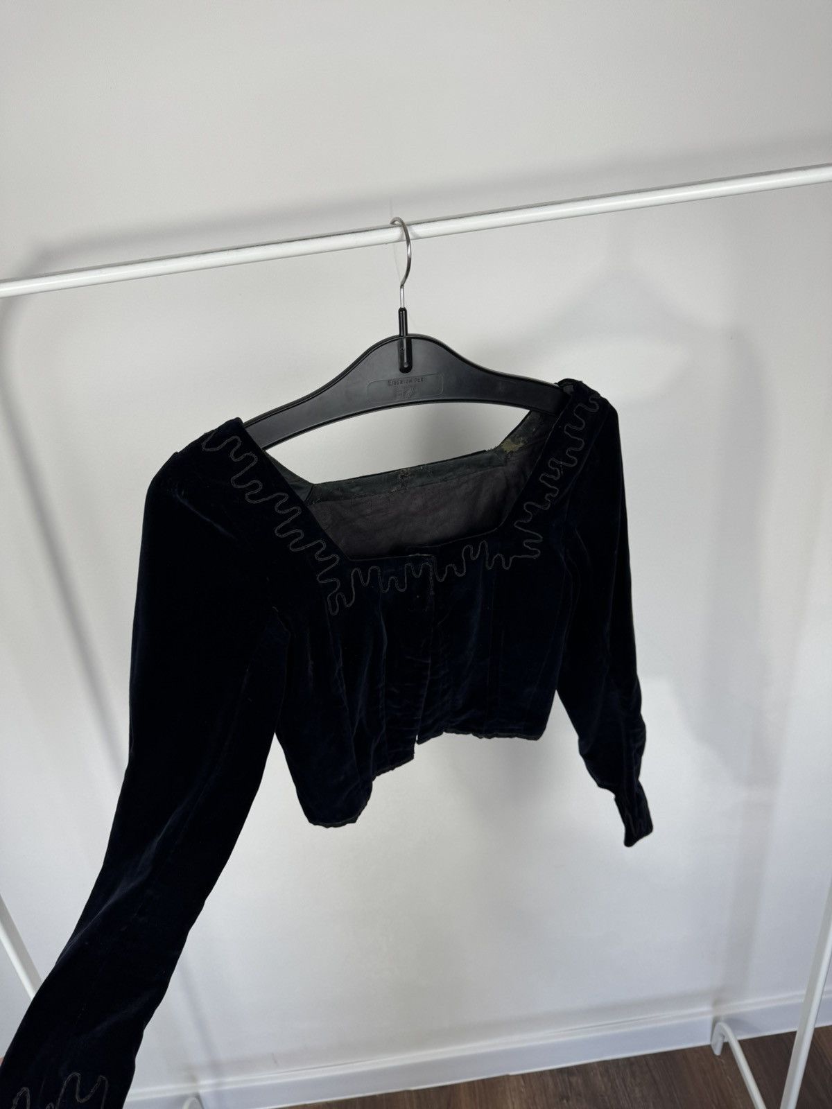 Other Antique Vintage Victorian Black Velvet Corset Blouse Top Size XS / US 0-2 / IT 36-38 - 7 Thumbnail