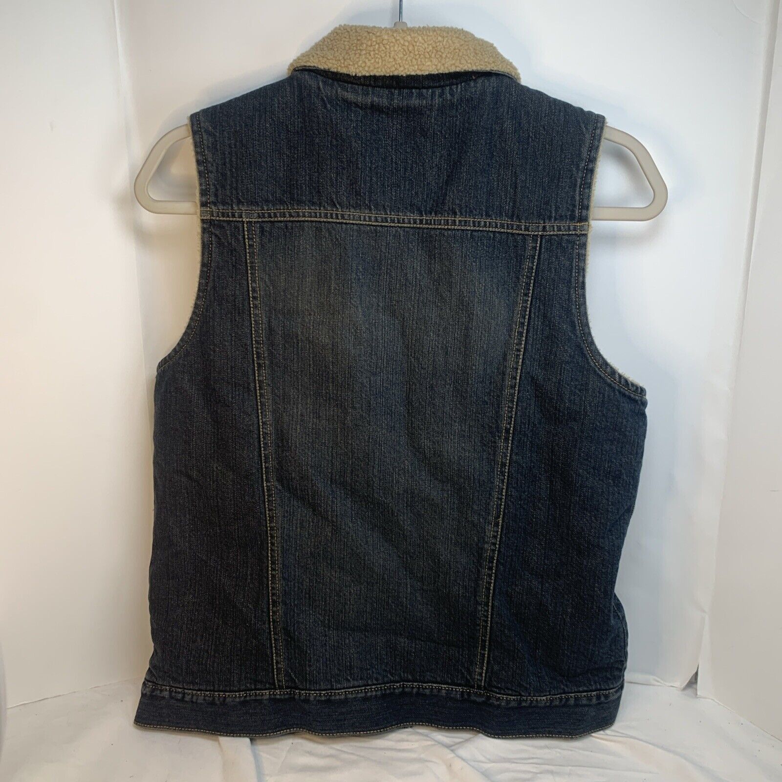 Vintage Vintage Old Navy Blue Jean Denim Sherpa Lined Vest M Medium Size M / US 6-8 / IT 42-44 - 6 Thumbnail