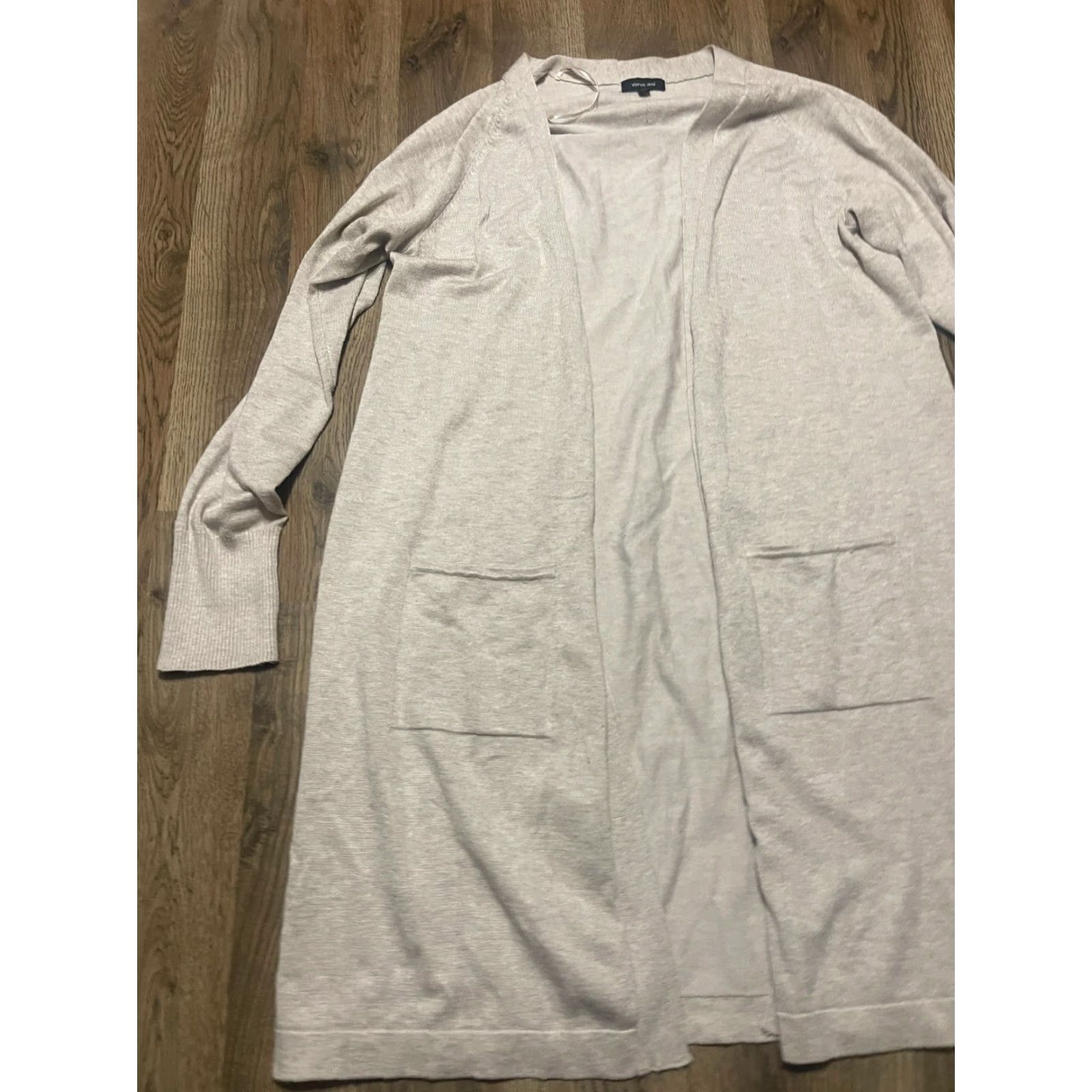 Vintage Verve Ami Sweater Cardigan Women's XL Tan Long Open w/ Pockets Regular Boyfriend Style Autumn Fall Size XL / US 12-14 / IT 48-50 - 4 Thumbnail