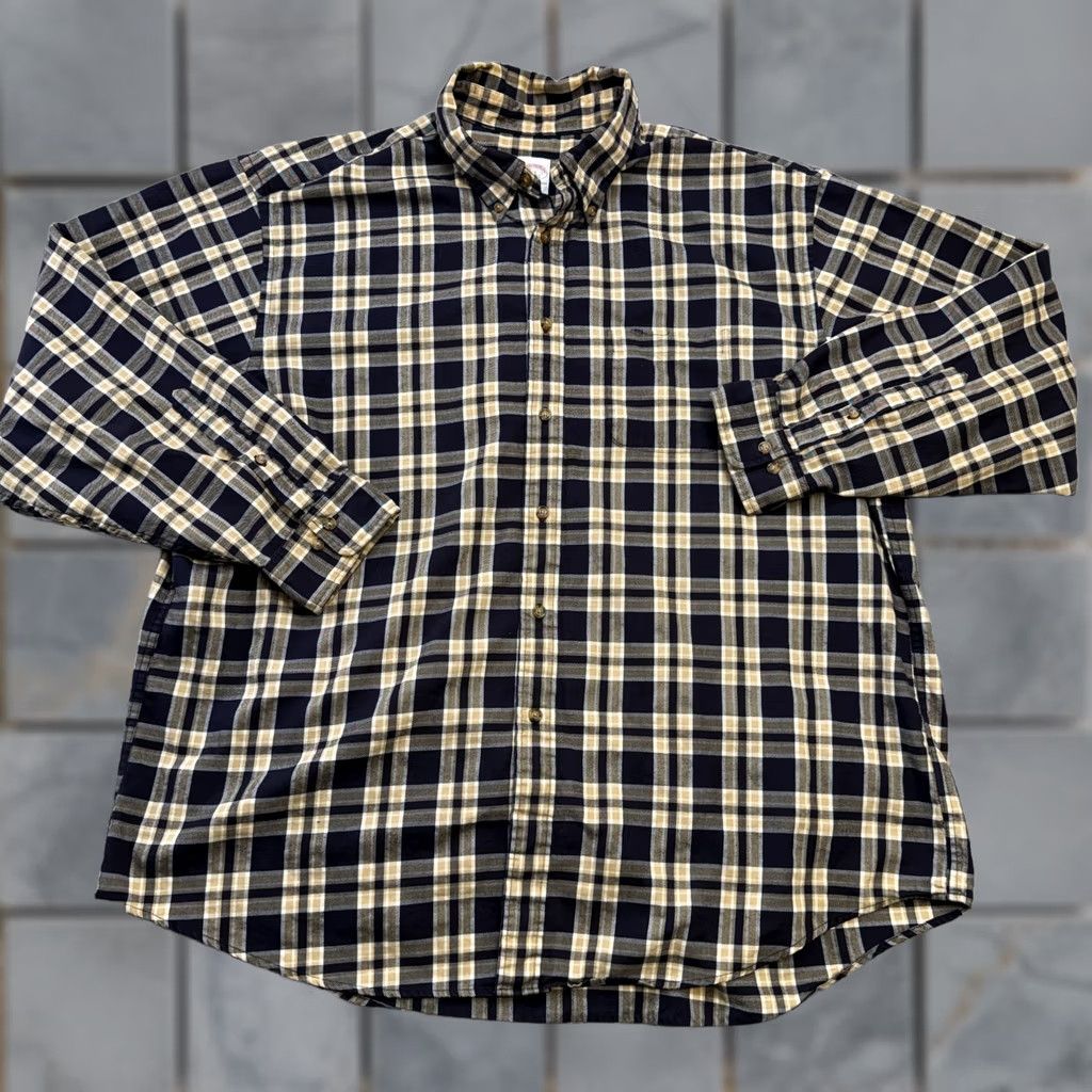 Brooks Brothers Brooks Brothers Shirt Mens 2XL Navy Beige Lightweight Flannel Cotton Button Down Size US XXL / EU 58 / 5 - 1 Thumbnail