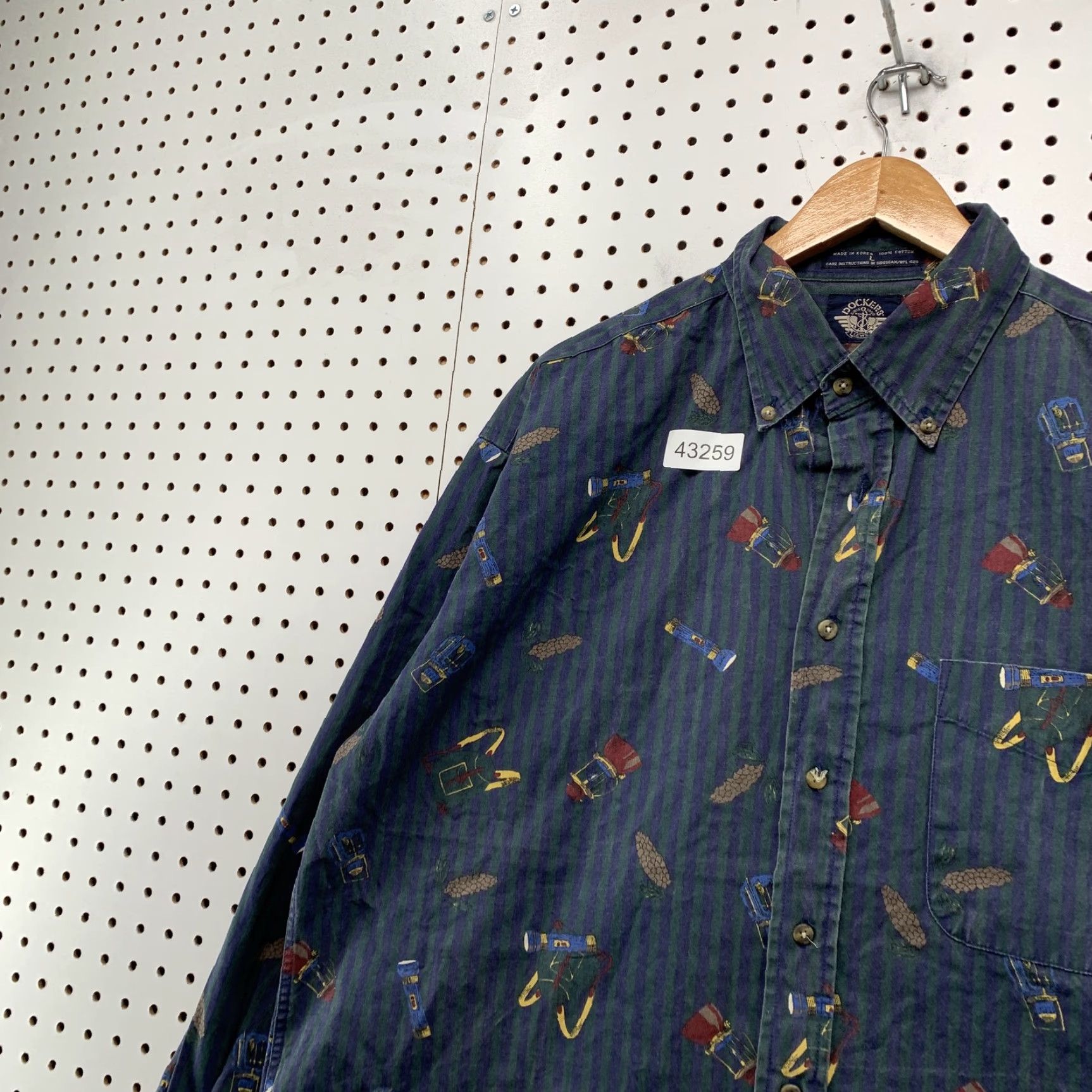 Dockers DOCKERS Shirt Mens L Blue Green Striped Button-Up Outdoor Camping Lightweight Casual Vintage-Check: 90s? Size US L / EU 52-54 / 3 - 4 Thumbnail