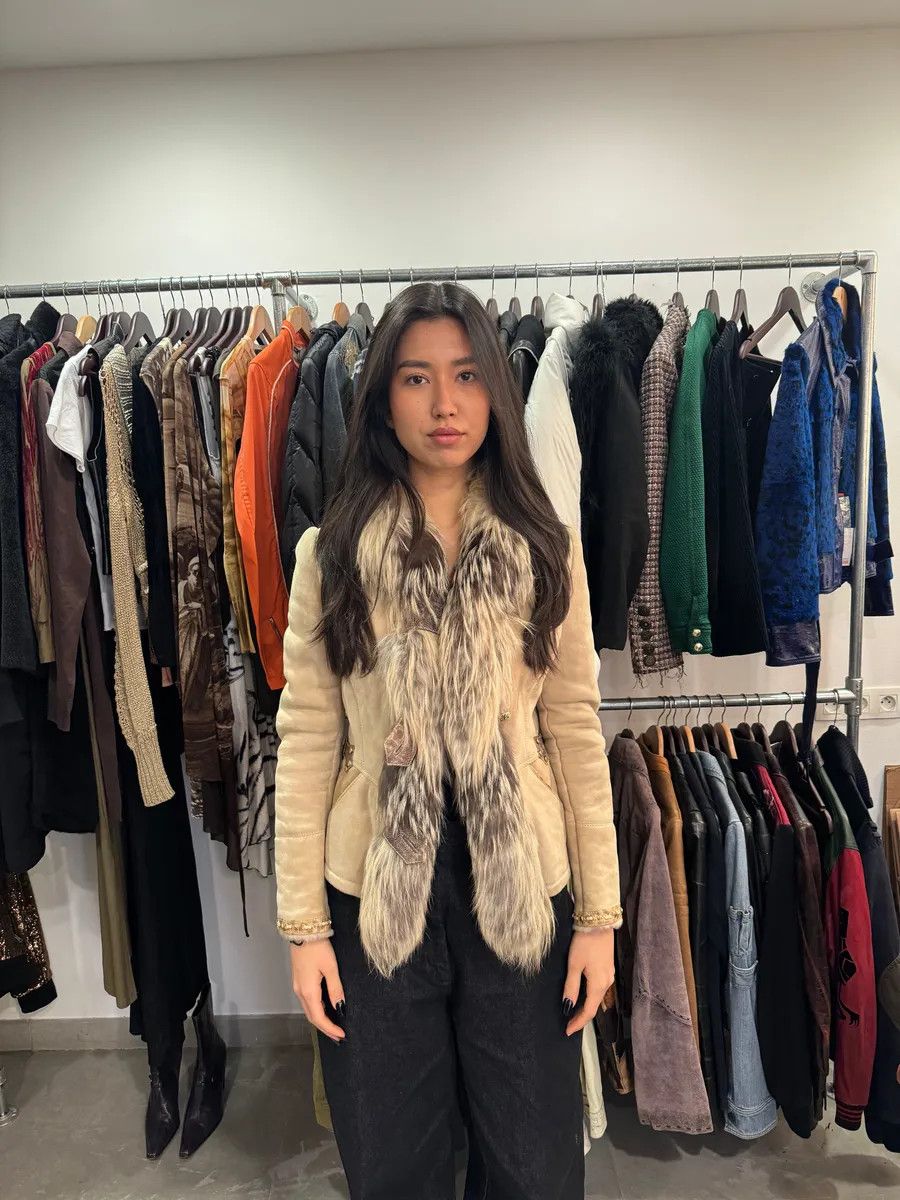 Roberto Cavalli FW2006 Roberto Cavalli Beige Fur & Silk Leather Creamy Royal Jacket Size S / US 4 / IT 40 - 3 Thumbnail