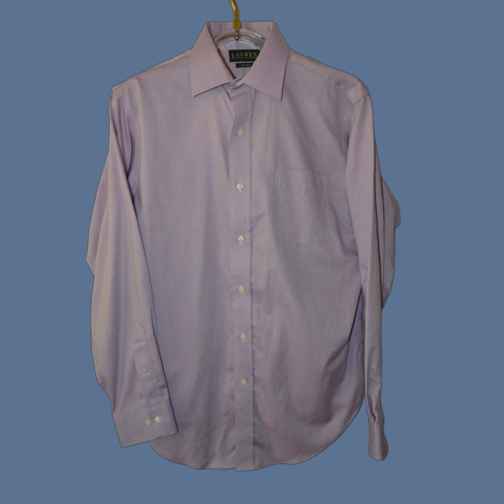 Ralph Lauren Lauren Ralph Lauren Dress Shirt Knit Lavender 16 34/35 Spread Collar Slim Button Non-Iron Regular Men Easier Search Size 42R - 1 Thumbnail