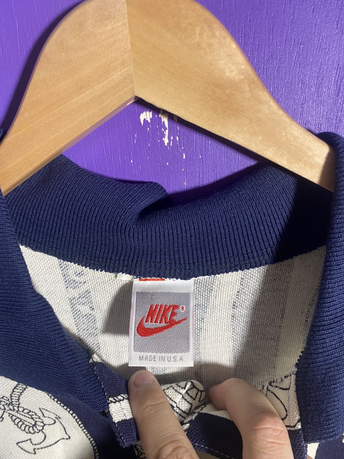 Nike × Vintage Vintage 90s Nike sailor/nautical print polo shirt Size US XL / EU 56 / 4 - 4 Thumbnail