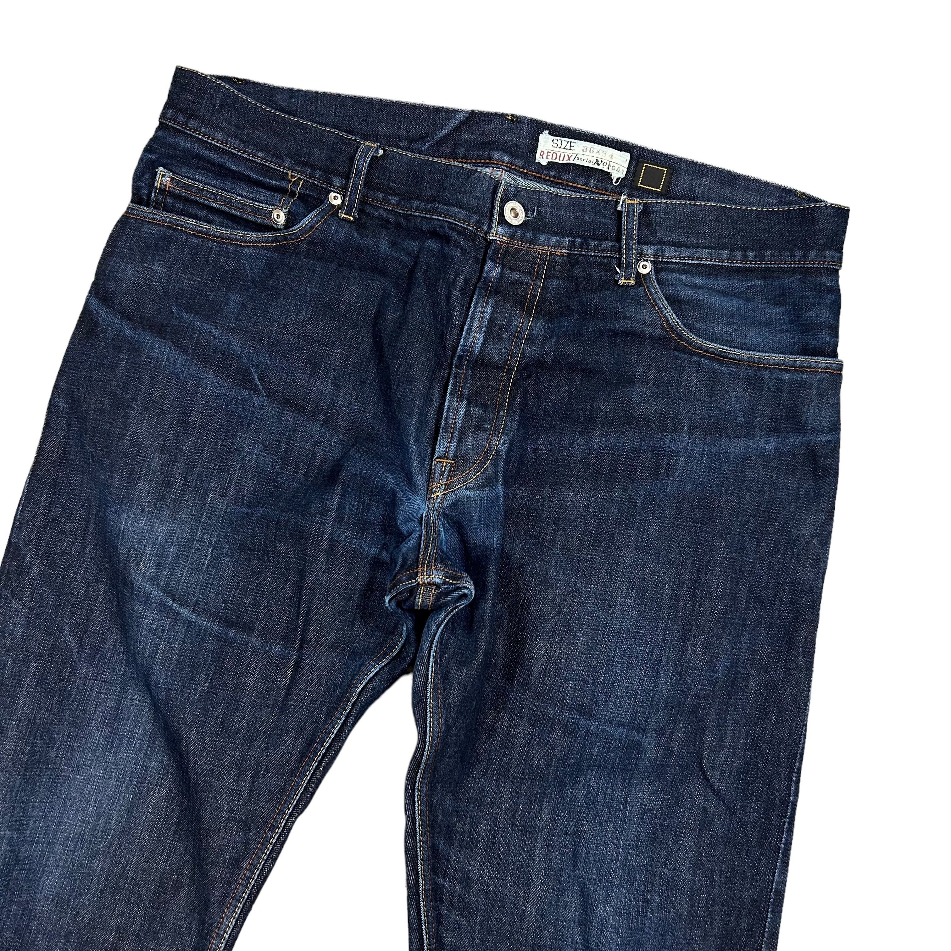 Japanese Brand × Vintage Redux Selvedge Raw Indigo Japanese Denim Regular W36L34 Size US 36 / EU 52 - 3 Thumbnail