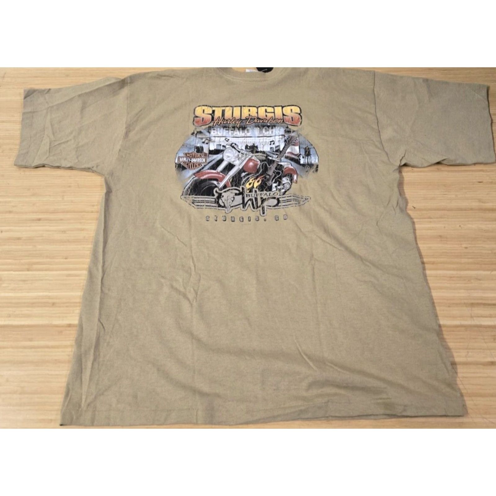 Harley Davidson Harley-Davidson T-Shirt 2X Men Crew Neck Short Sleeve Solid Beige South Dakota Sturgis Biker Motorcycle 2008 Single Stitch Shirt Size US XXL / EU 58 / 5 - 6 Thumbnail