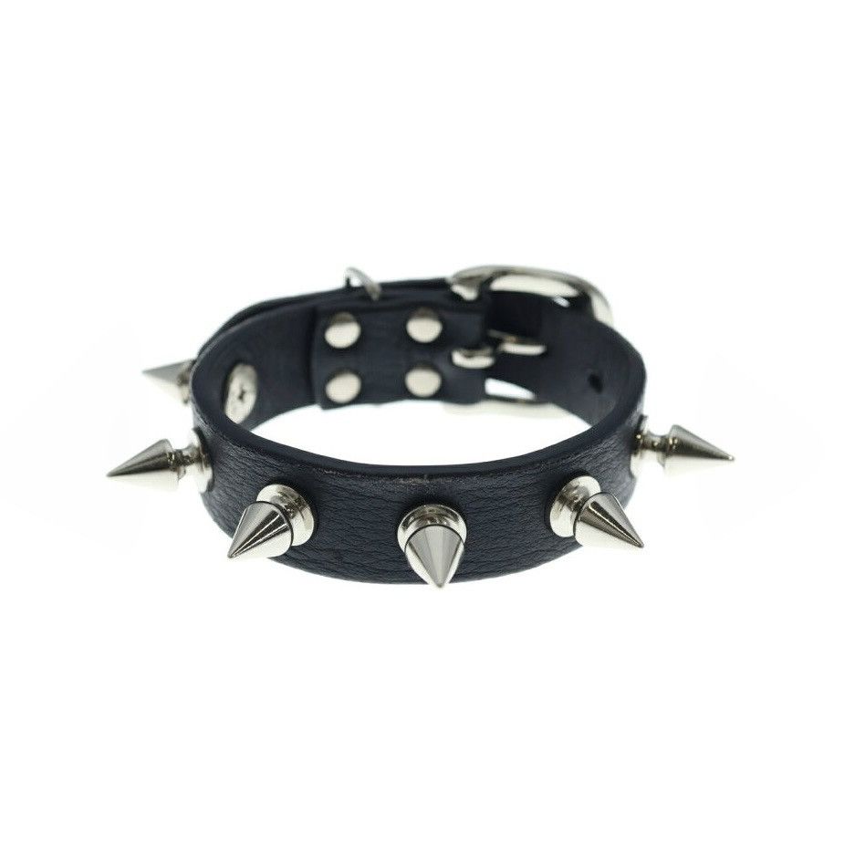 Undercover Undercover Silver Studded Hexagon Leather Bracelet