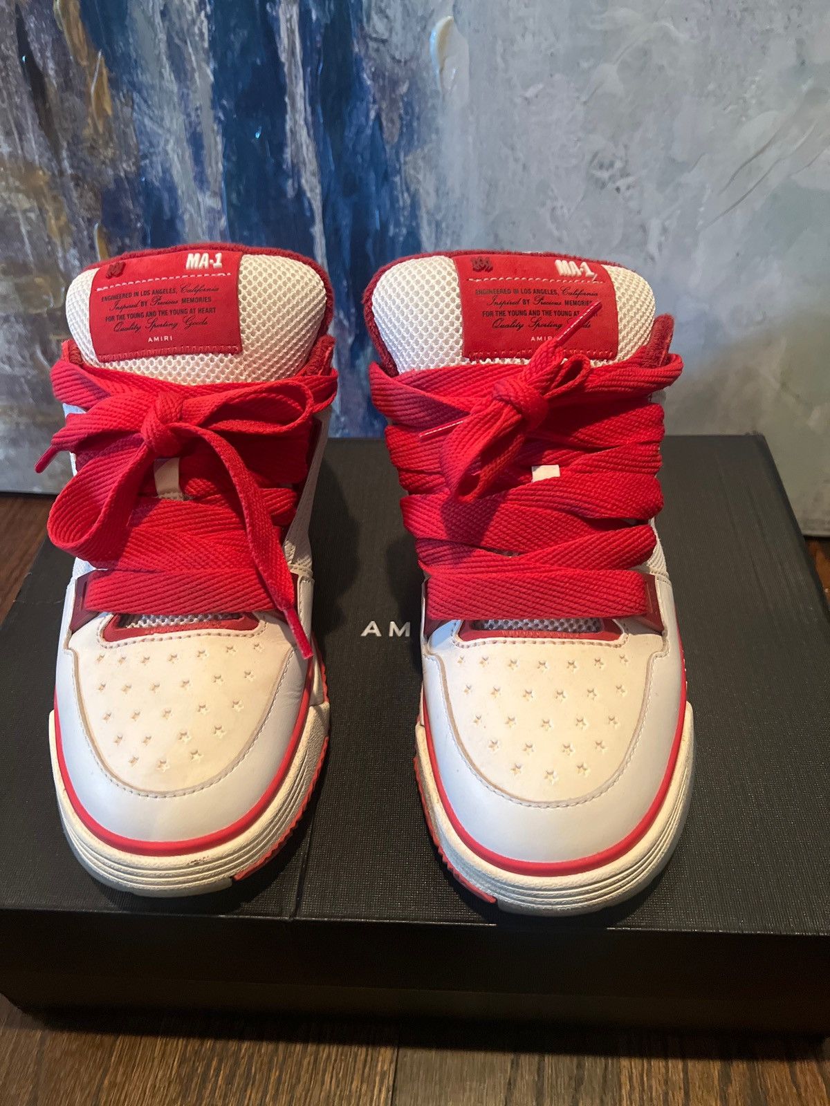 Amiri Red and White Amiri Ma-1 Size US 9 / EU 42 - 1 Thumbnail