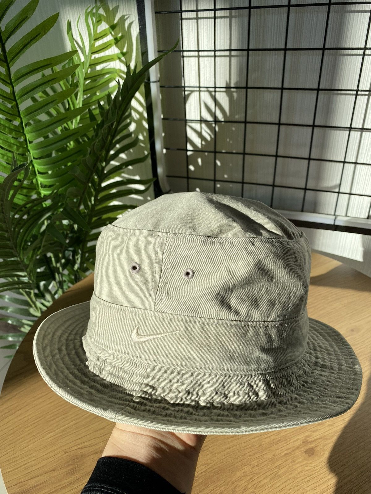Nike × Vintage Nike 90’s Bucket Hat M/L Size Vintage Beige Unisex y2k Style Size 34 - 1 Thumbnail