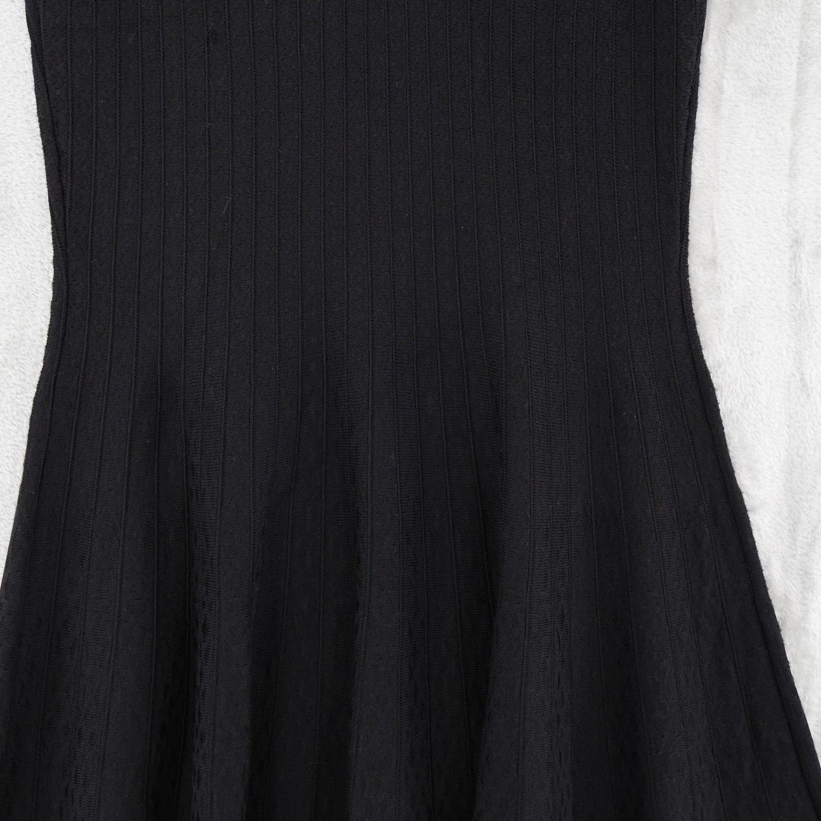 NIC+ZOE NIC+ZOE Black Ribbed Knit Fit Flare Midi Dress Womens L Size L / US 10 / IT 46 - 7 Thumbnail
