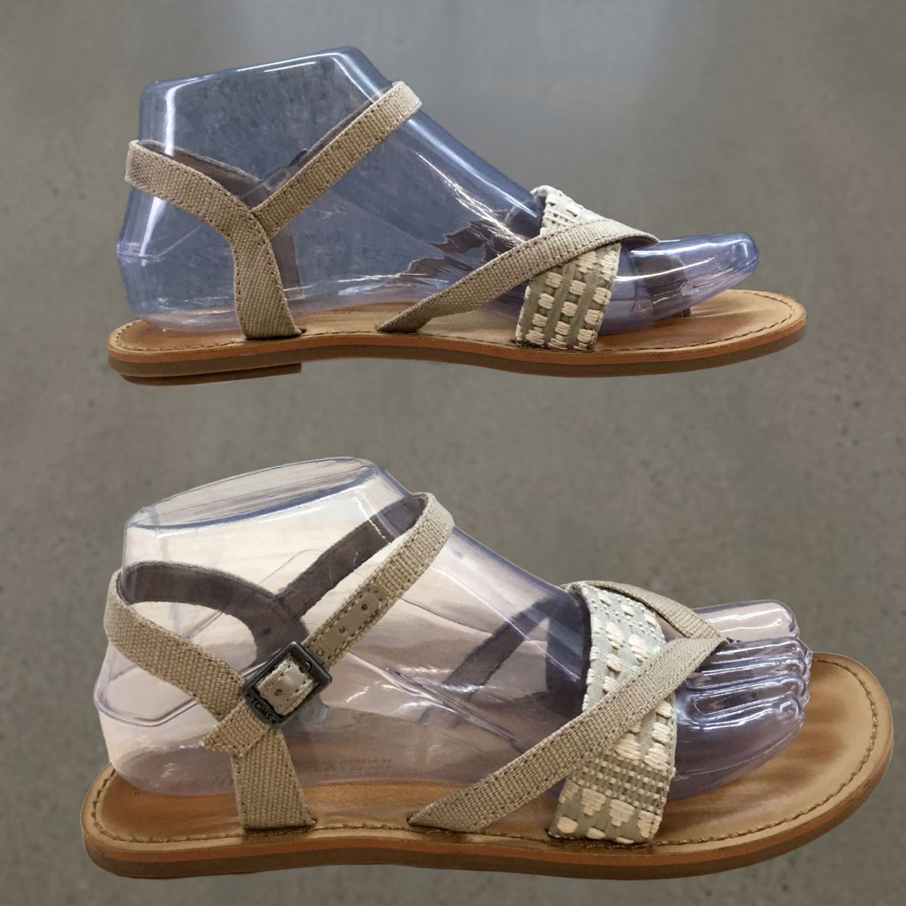 Toms TOMS Lexie Sandals Womens Slingback Flat Brown Fabric Casual Shoes Size US 7 / IT 37 - 1 Thumbnail