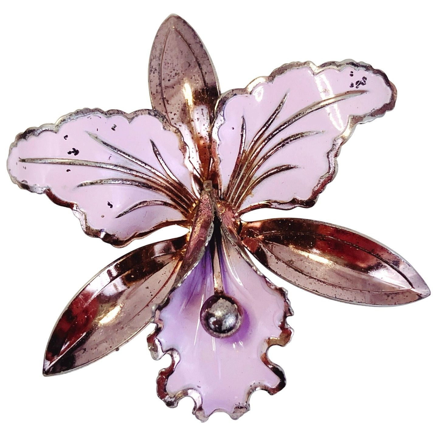Vintage Vintage Large Enamel Tropical Flower Brooch Mid Century Pin Size ONE SIZE - 1 Thumbnail