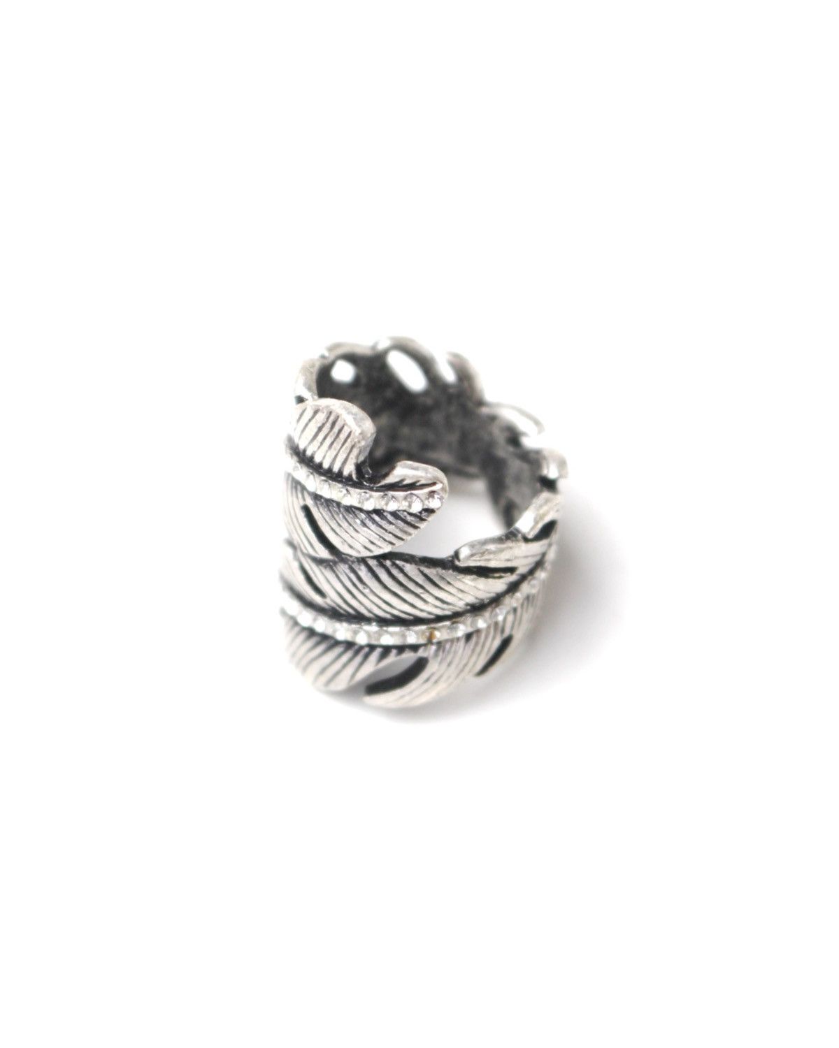 Vintage 2000S JAPANESE MADE FEATHER EMBRACE SILVER-PLATED RING Size ONE SIZE - 2 Thumbnail