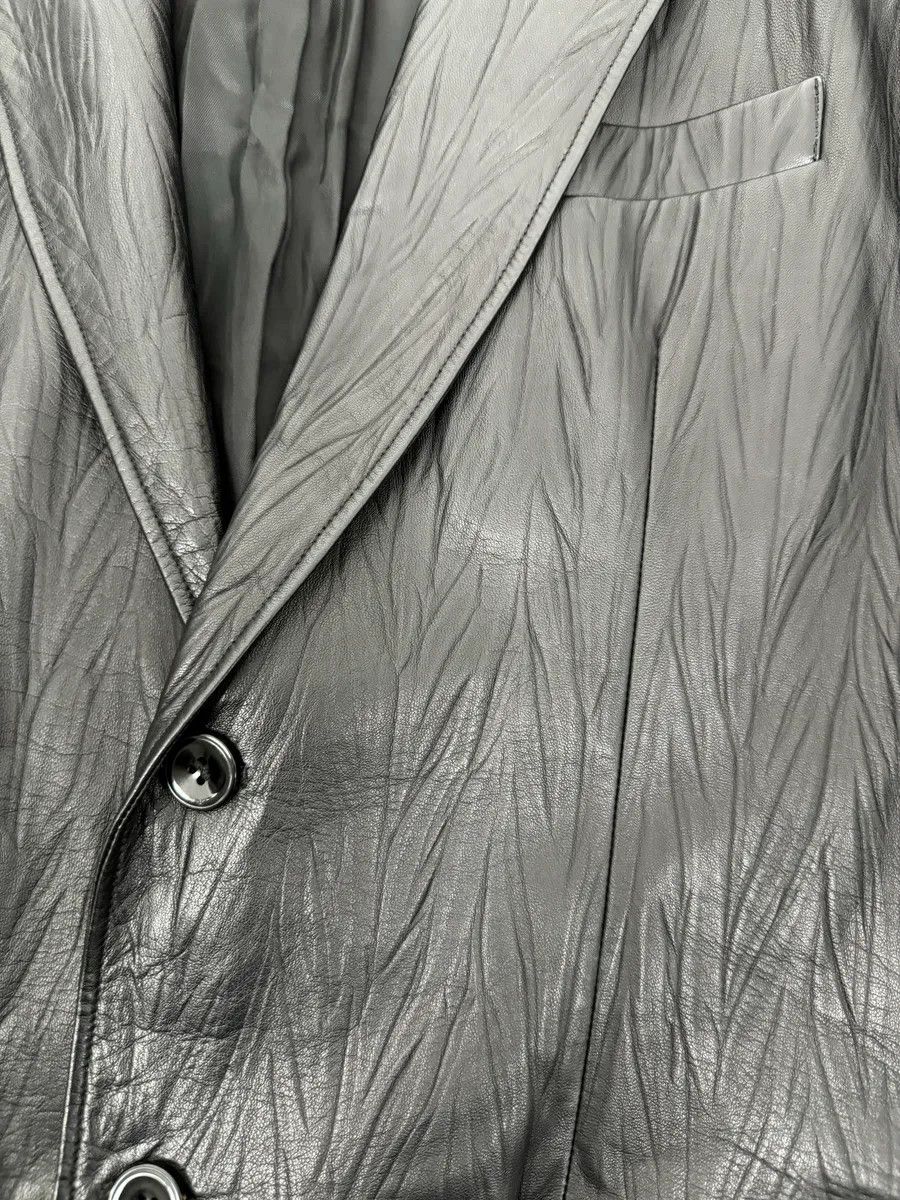 Armani Collezioni 2010s Armani Leaves Embossed Black Leather Blazer Jacket Size 44R - 5 Thumbnail