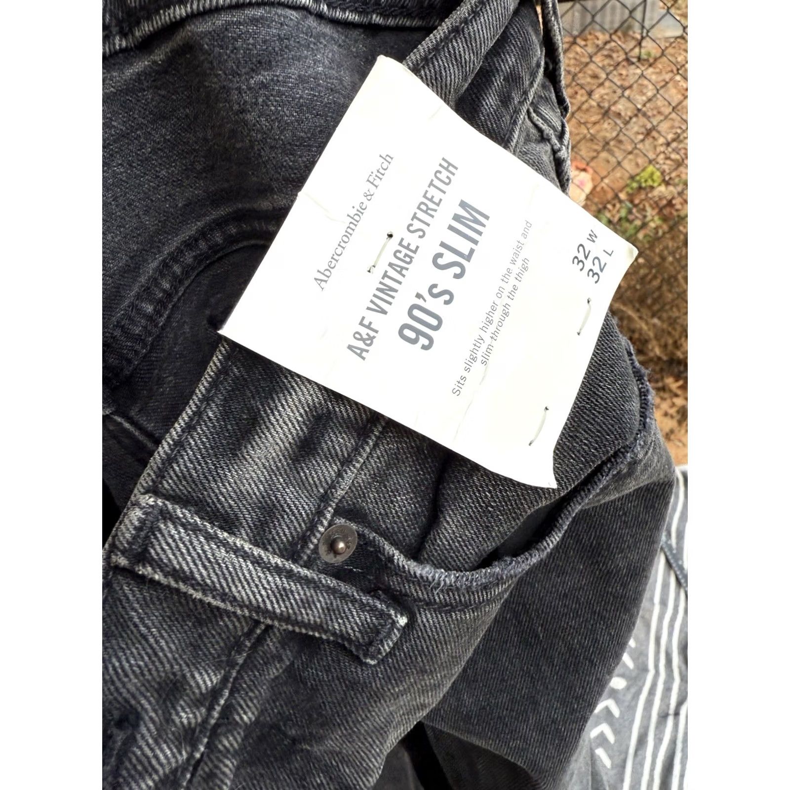 Abercrombie & Fitch Abercrombie & Fitch Men's Black 90s Stretch Slim Jeans Open Hem 32x32 Size US 32 / EU 48 - 5 Thumbnail