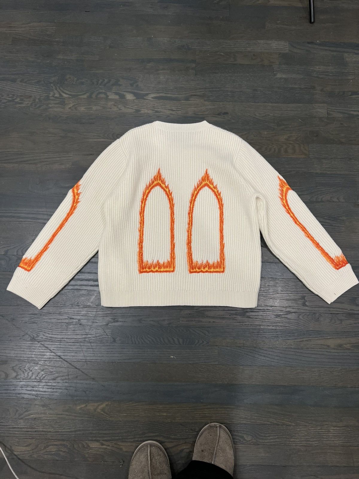 Who Decides War Flame glass embroidered outline knit sweater Size US M / EU 48-50 / 2 - 3 Thumbnail