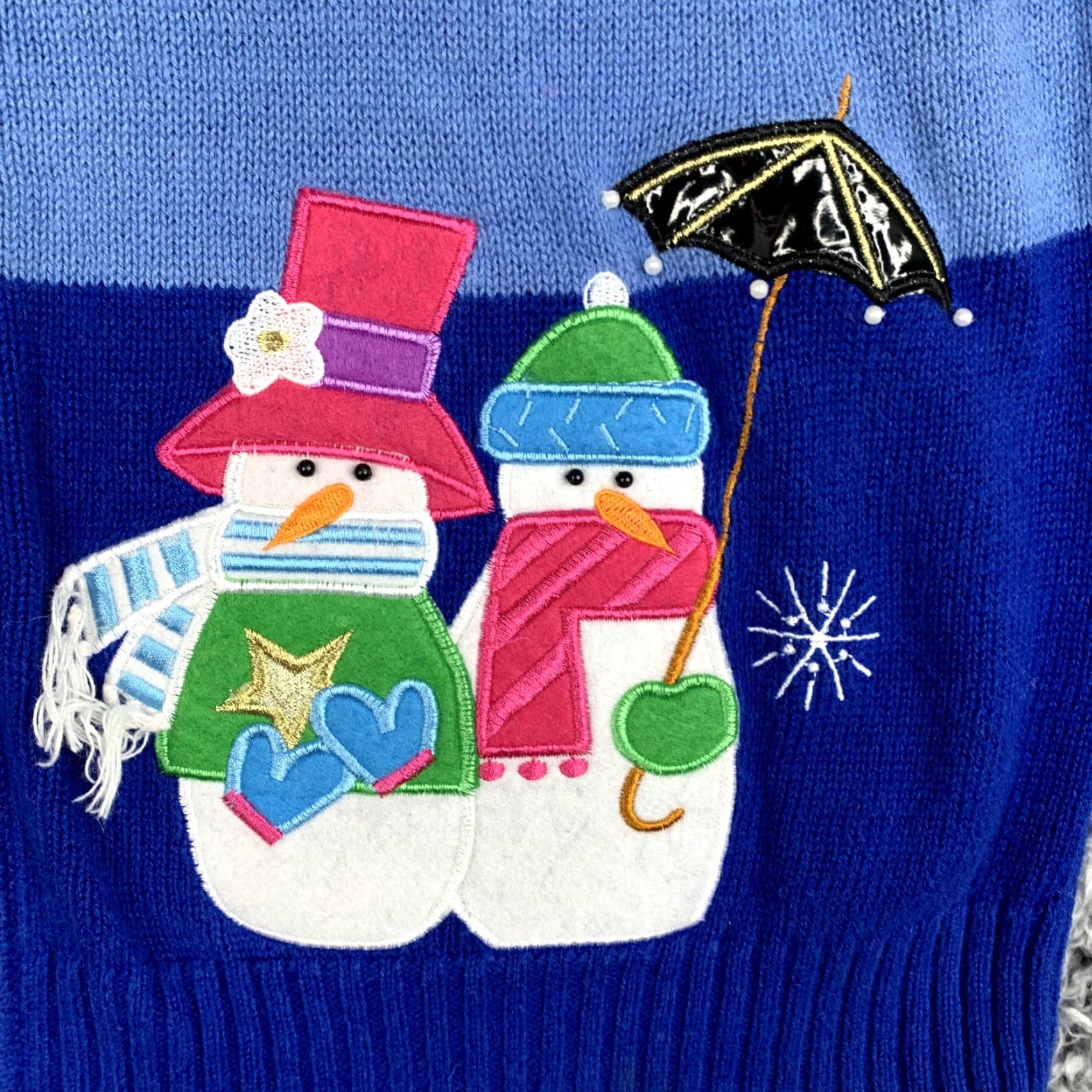 Vintage Tiara International Christmas Sweater Womens XL Blue Snowman Winter Wonderland Full Zip Knit Maternity? Size XL / US 12-14 / IT 48-50 - 4 Thumbnail