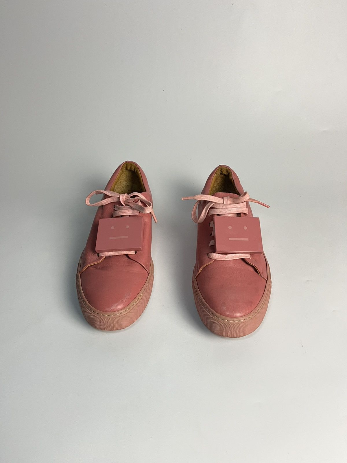 Acne Studios Acne Studios “Adriana” Face Plaque Pink Leather Low Sneakers Size US 9 / IT 39 - 2 Thumbnail