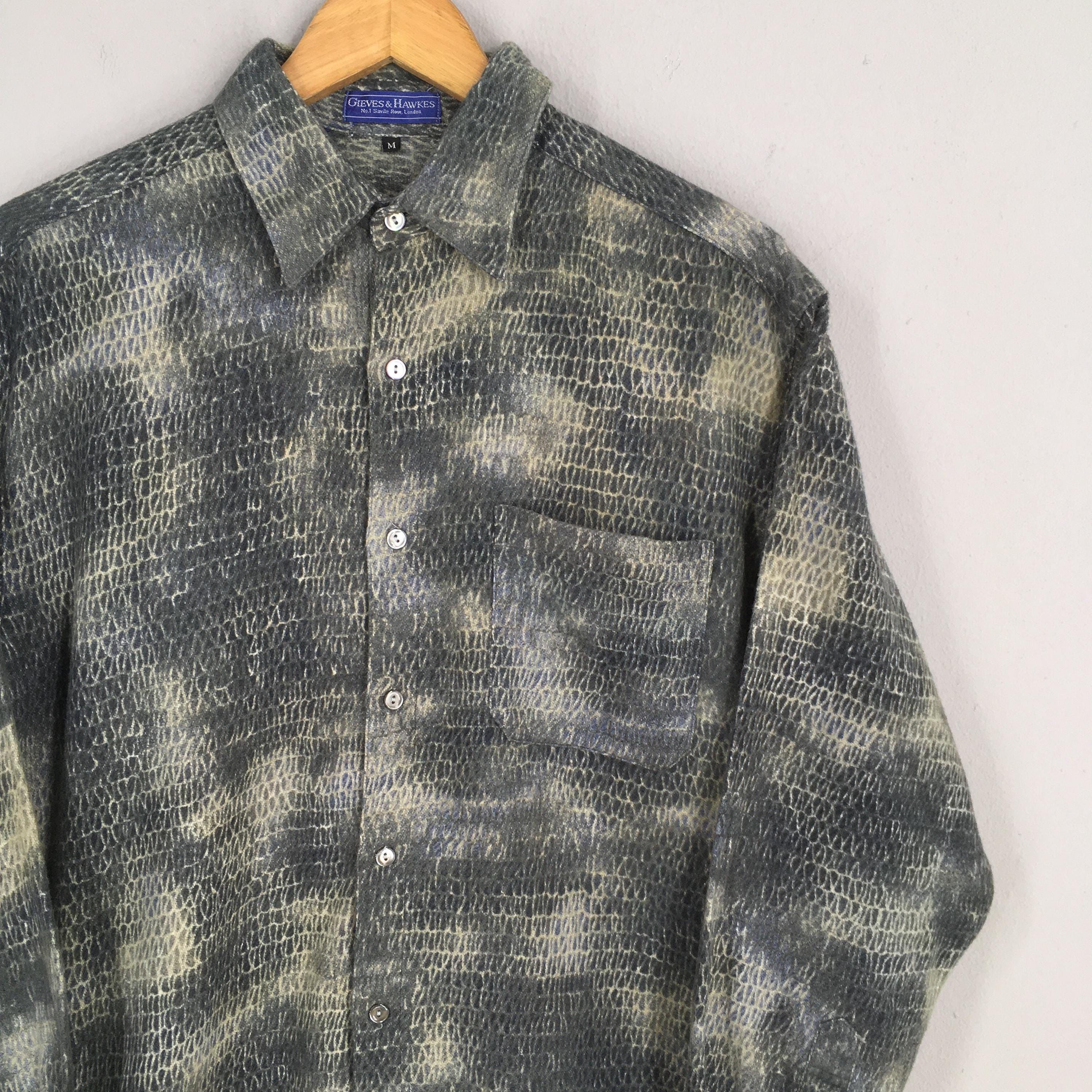 14th Addiction × Le Grande Bleu (L.G.B.) Vintage Gieves Hawkes Snake Skin Pattern Shirt Medium Size US M / EU 48-50 / 2 - 2 Thumbnail