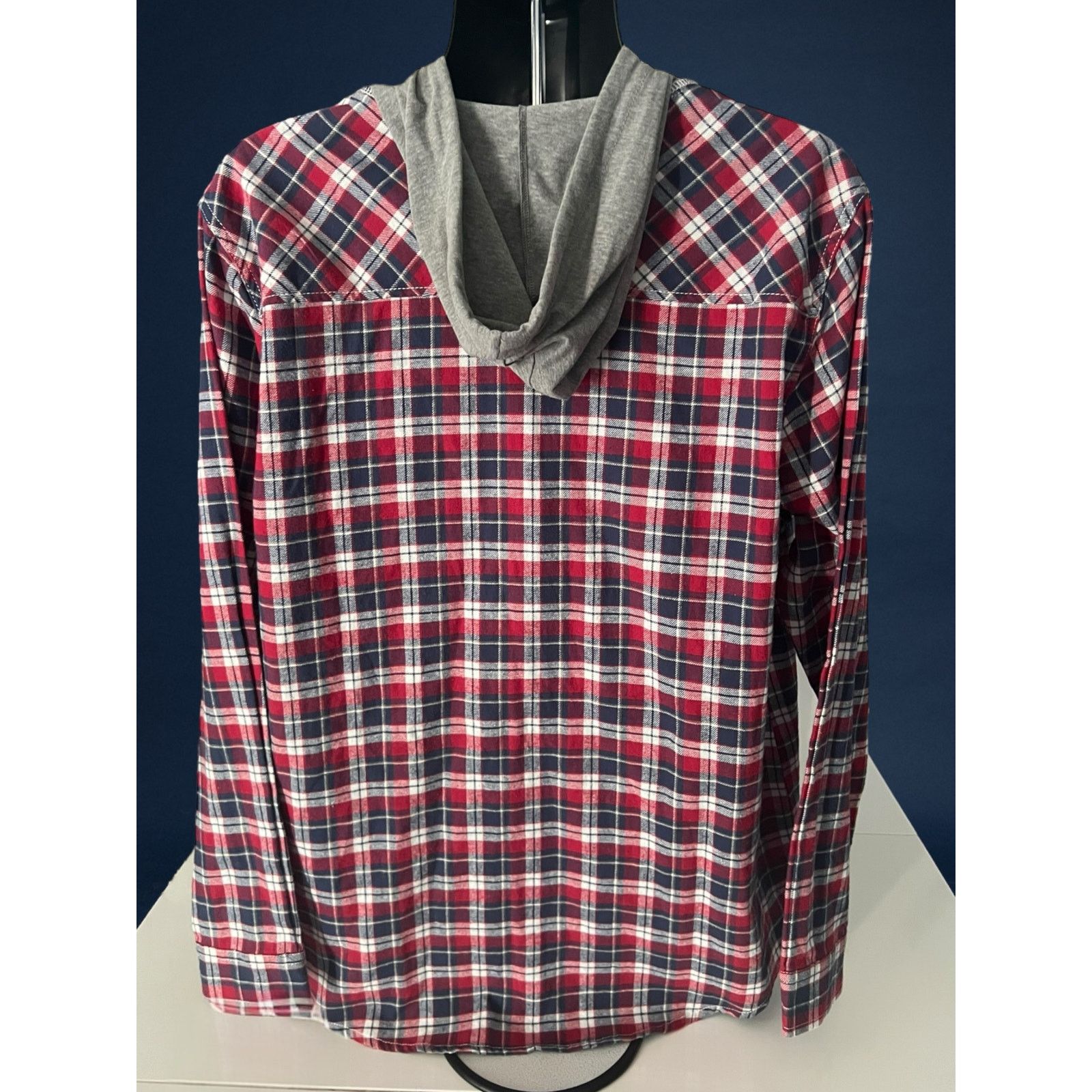 UNIONBAY UNIONBAY Men’s XL Flannel Shirt Hoodie Red Plaid Button Down Size US XL / EU 56 / 4 - 2 Thumbnail