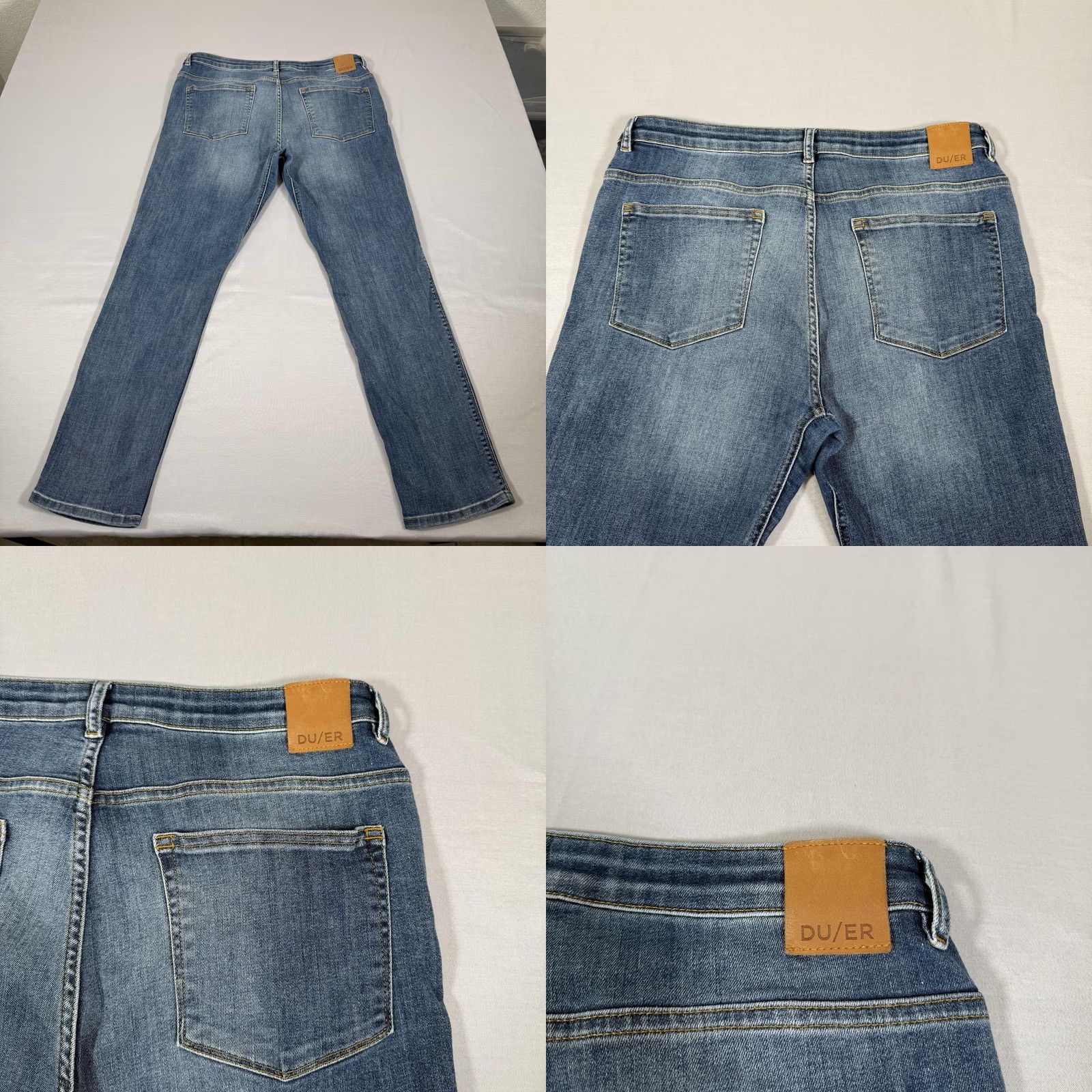 Denime DU/ER Jeans Mens 34x30 Blue Slim Straight Fit Stretch Denim Pants Western Work Jeans Size US 34 / EU 50 - 9 Thumbnail
