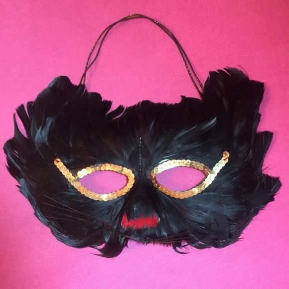 Other Black Feather Cat Mask With Whiskers Size ONE SIZE - 5 Thumbnail