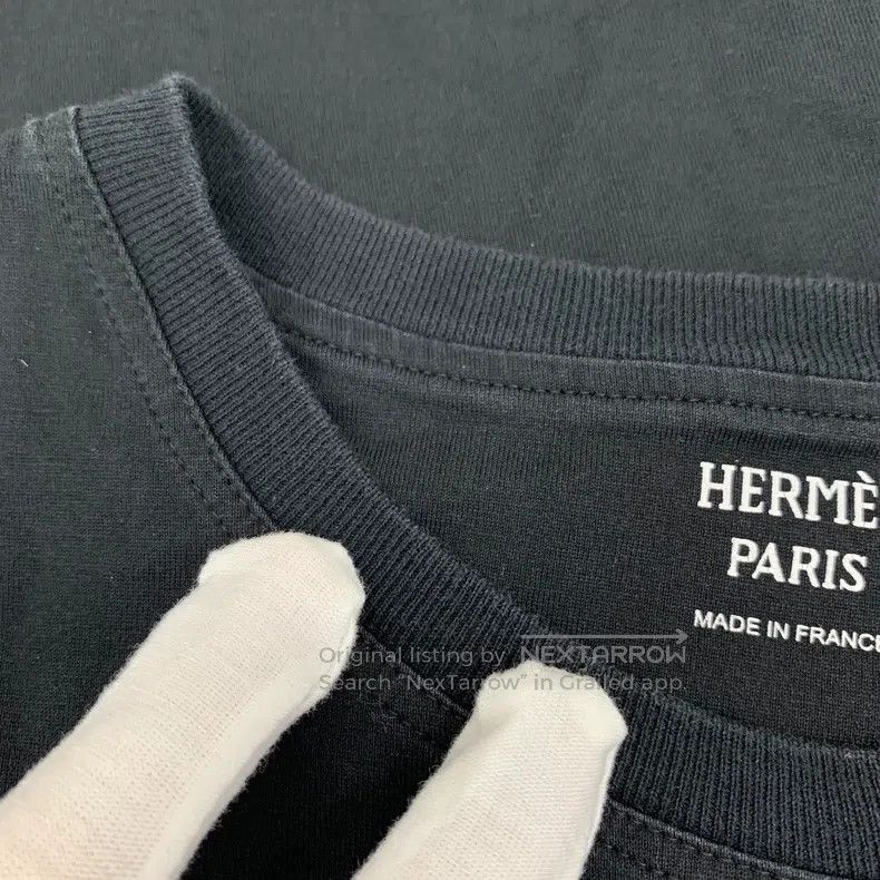 Hermes Hermes Black Floral Printed Cotton Round Neck Short Sleeve Size XXS / US 00 / IT 34 - 8 Thumbnail