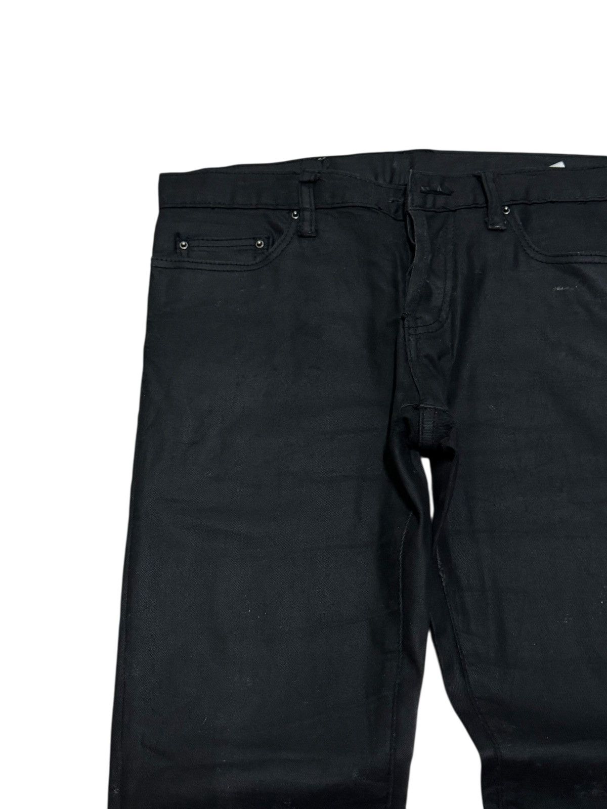 MNML MNML Coated Wax Black Jeans Slim Fit Zip Ankle Pants Size US 30 / EU 46 - 4 Thumbnail