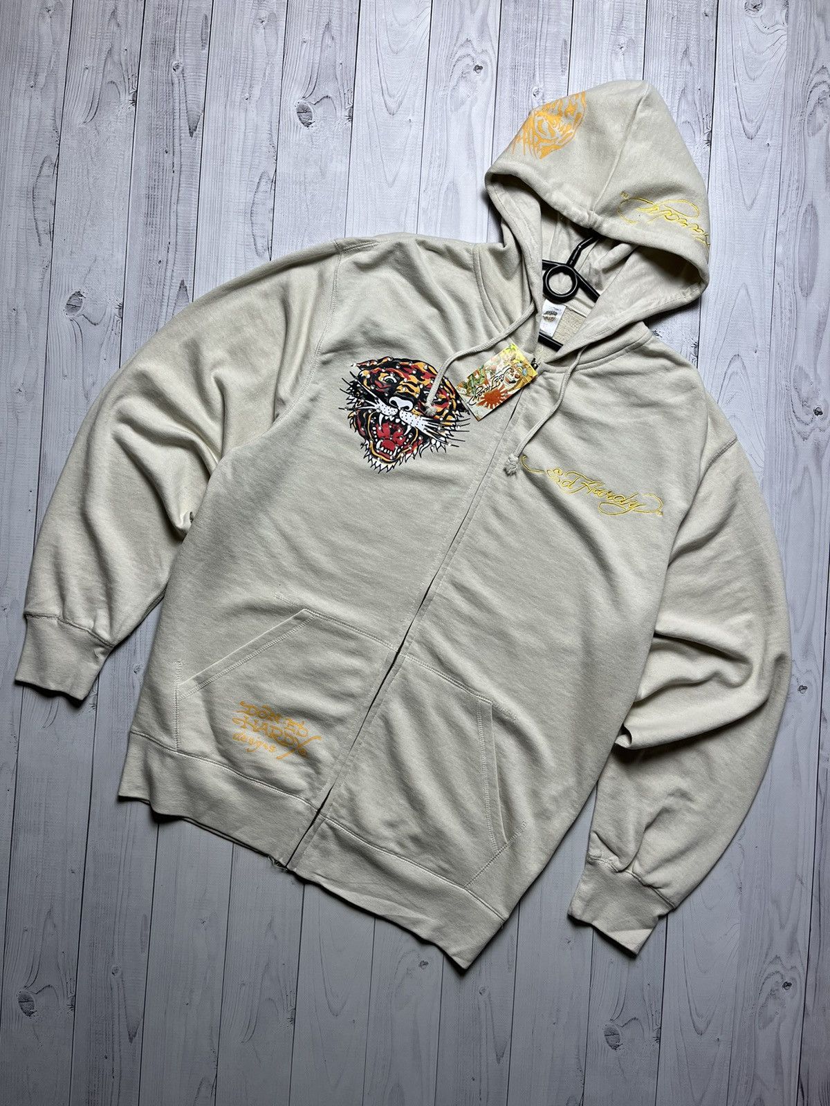 Ed Hardy × Vintage Vintage Ed Hardy hoodie big logo tiger rare size : Xl , XxL Size US XL / EU 56 / 4 - 2 Thumbnail