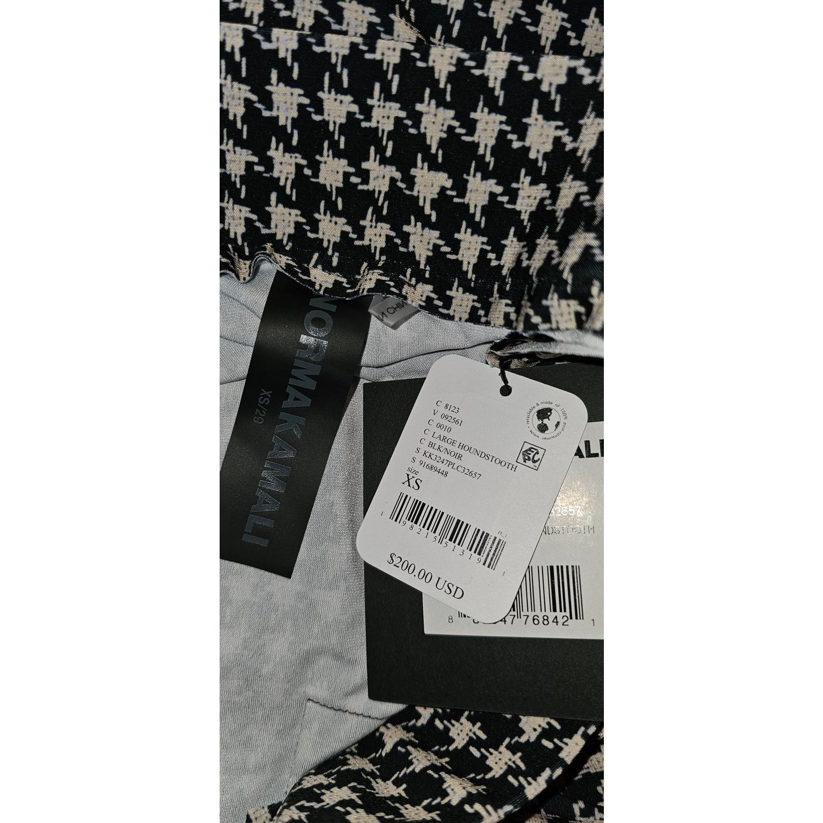 Free People × Norma Kamali New Low-Rise Pleated Houndstooth Trousers $200 XS Black Size 26" / US 2 / IT 38 - 7 Thumbnail