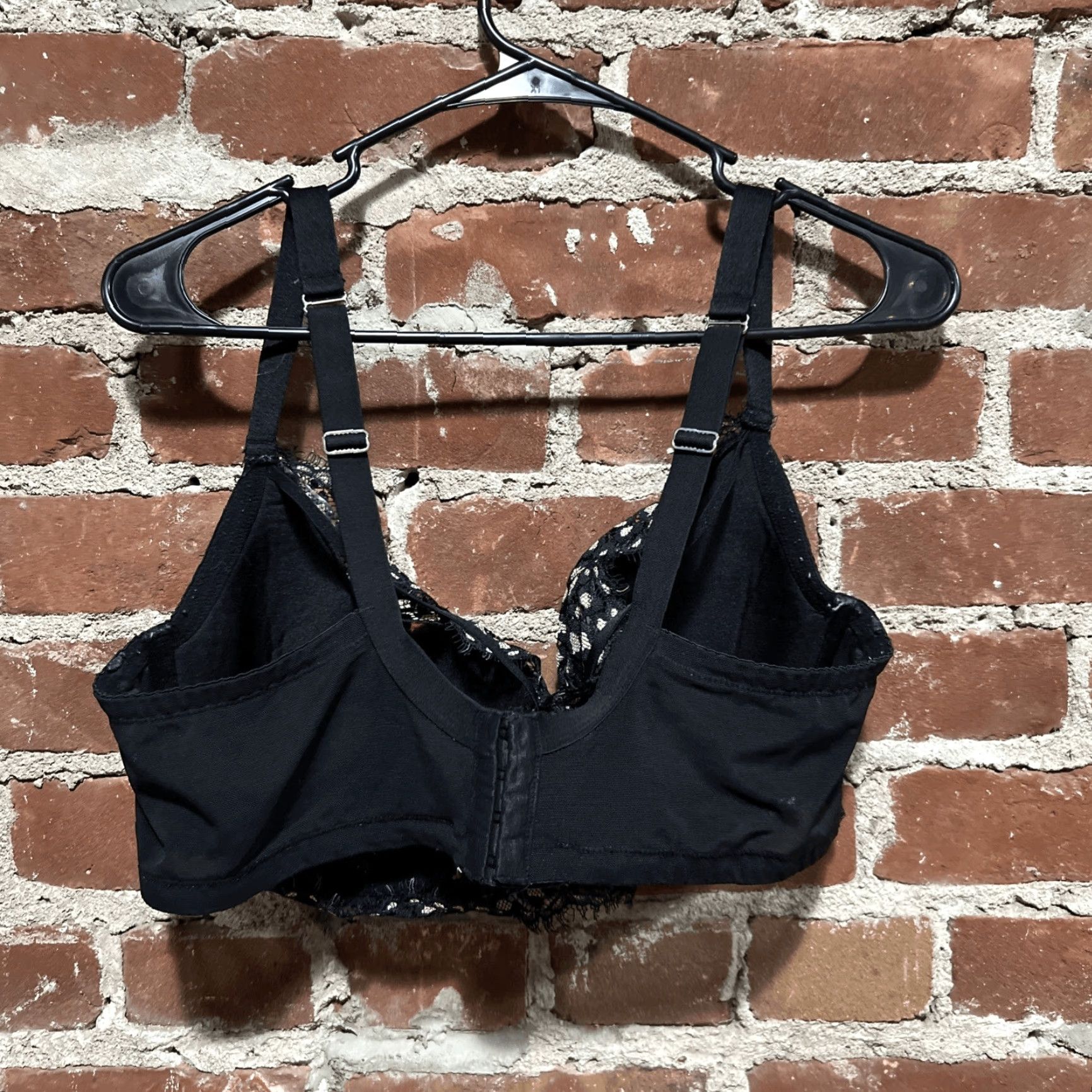 Vintage Cacique Black Lace Lined Balconette Bra 42DD Size ONE SIZE - 3 Thumbnail