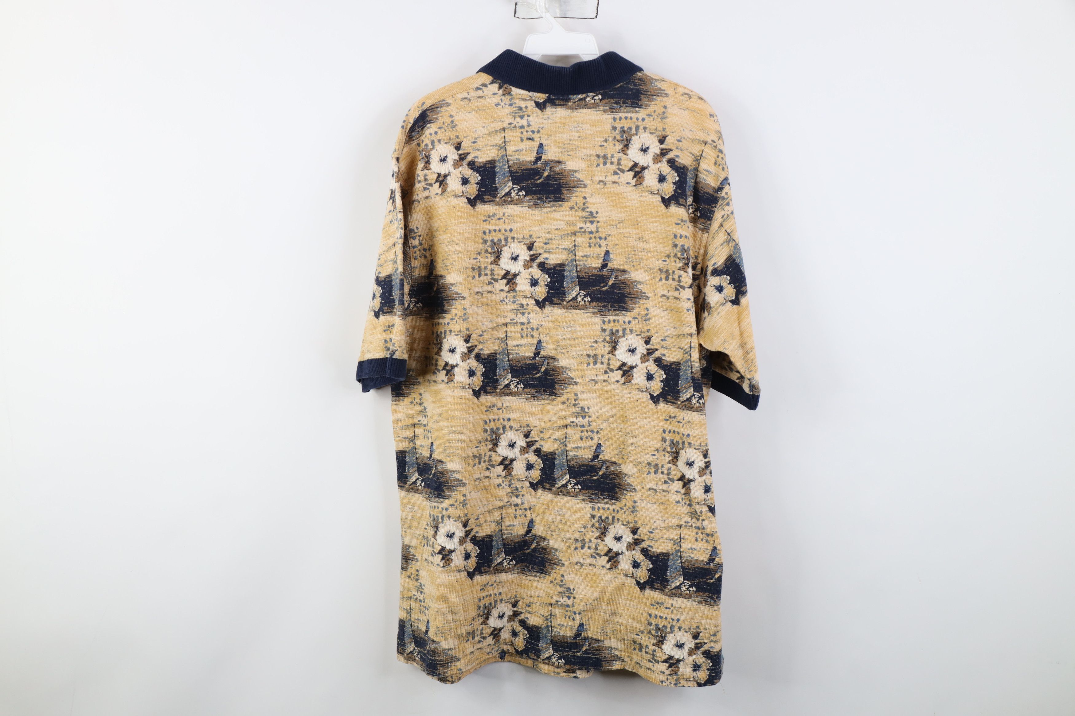 Vintage Vintage 90s Streetwear Flower Thermal Knit Golf Polo Size US L / EU 52-54 / 3 - 8 Thumbnail