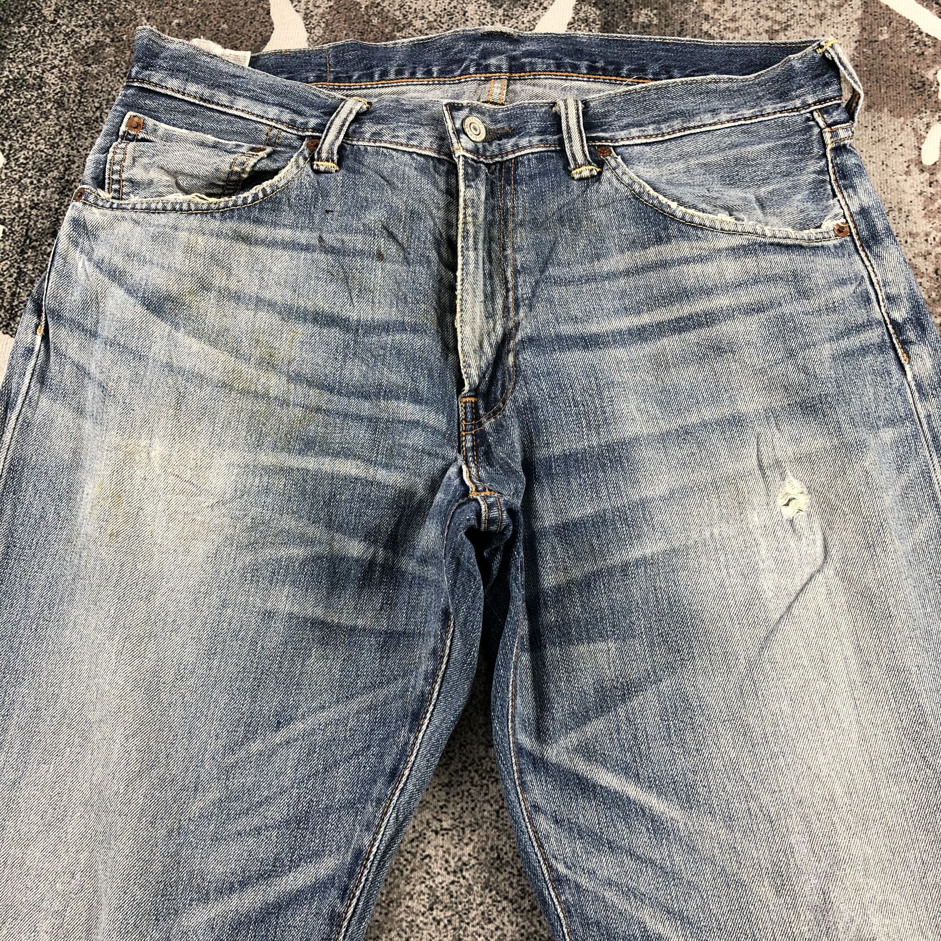 Levi's Vintage Levis 503 Jeans Distress Faded Blue Denim KJ957 Size US 34 / EU 50 - 3 Thumbnail