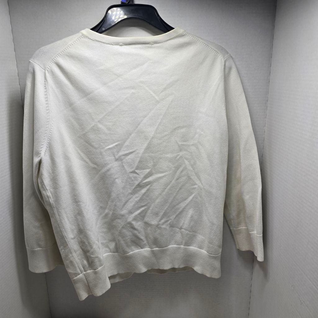 The Unbranded Brand Women's Ann Taylor LOFT White Cardigan Sweater L Size L / US 10 / IT 46 - 8 Thumbnail